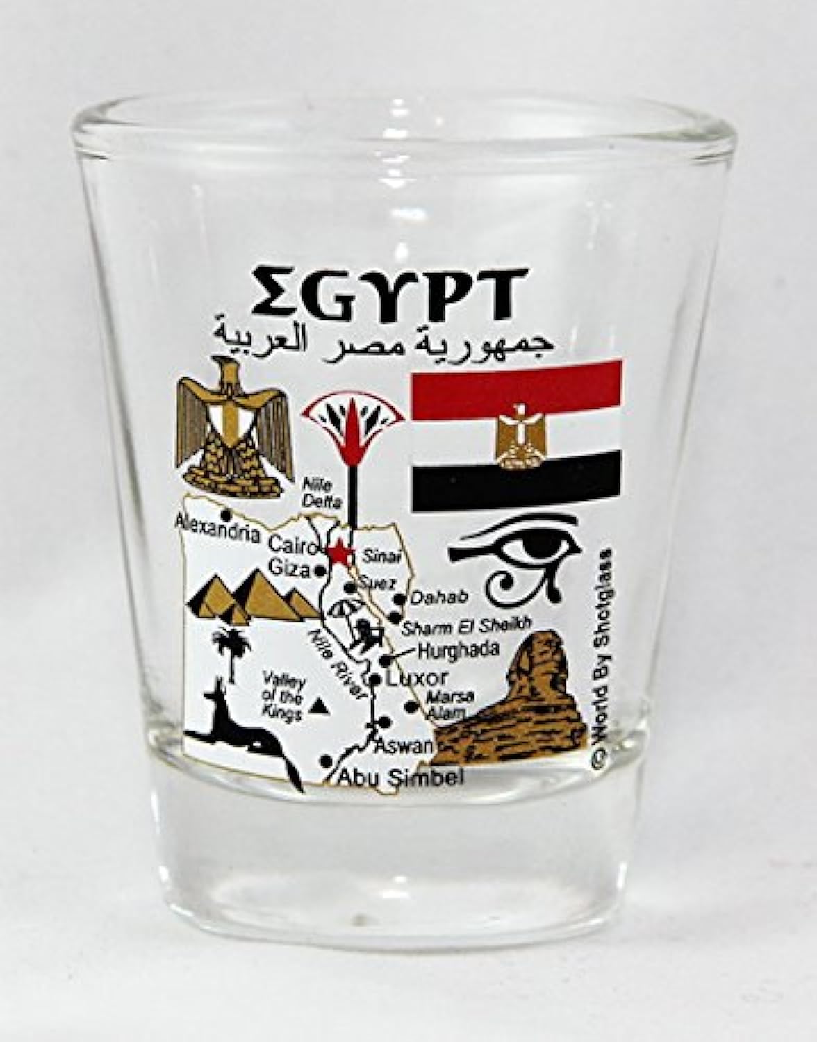 Egypt Landmarks and Icons Collage Shot Glass