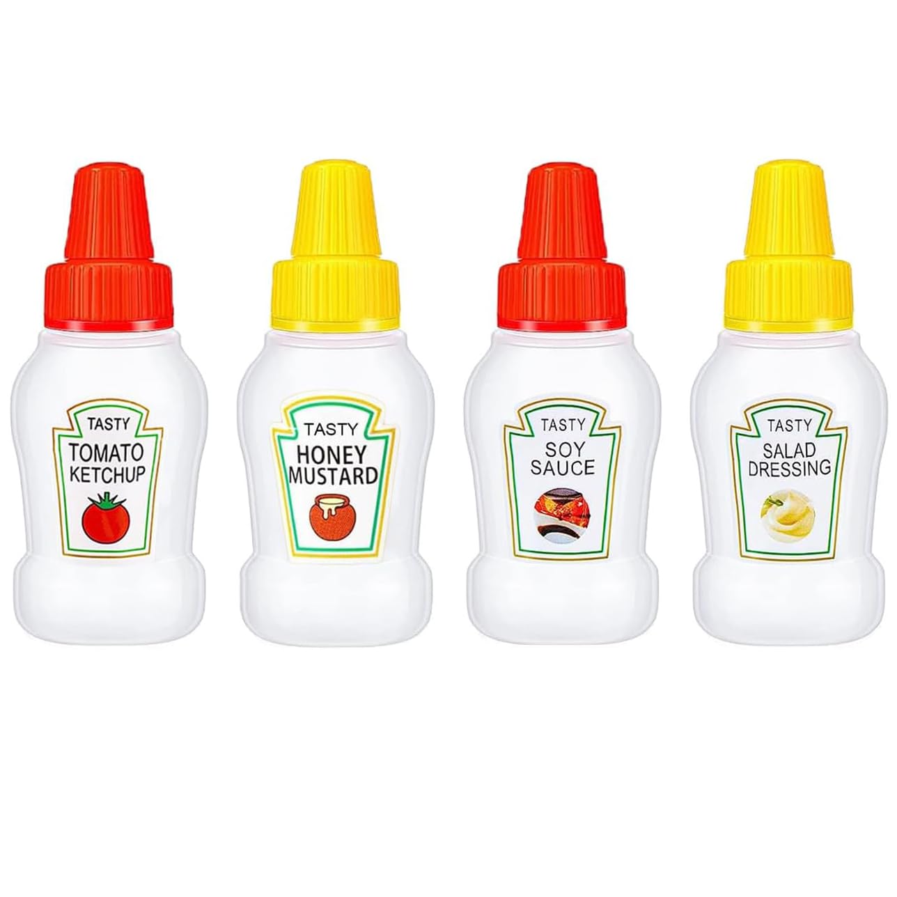 Wxoieod 4 Pieces Mini Condiment Bottles, Mini Ketchup Bottle, Small Condiment Squeeze Bottles Sauce Container For Lunchbox Bento