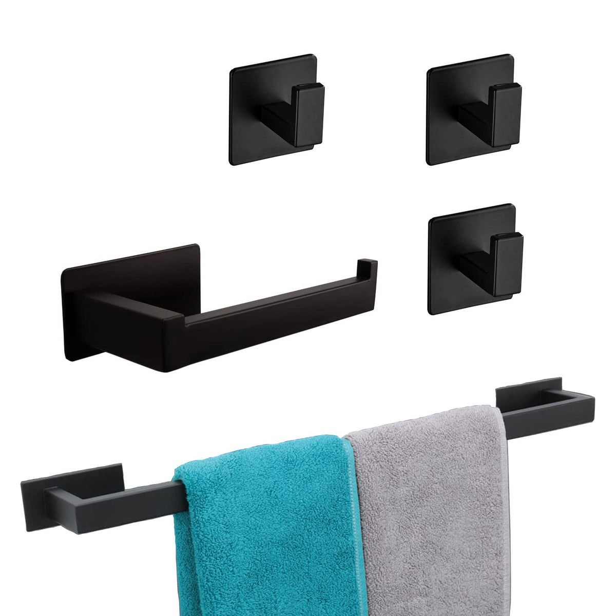 Vanloory 5 Pieces Self Adhesive Bathroom Hardware Set-Sus304 Stainless Steel-Towel Rack Set Include 24Towel Bar+Toilet Paper Hol