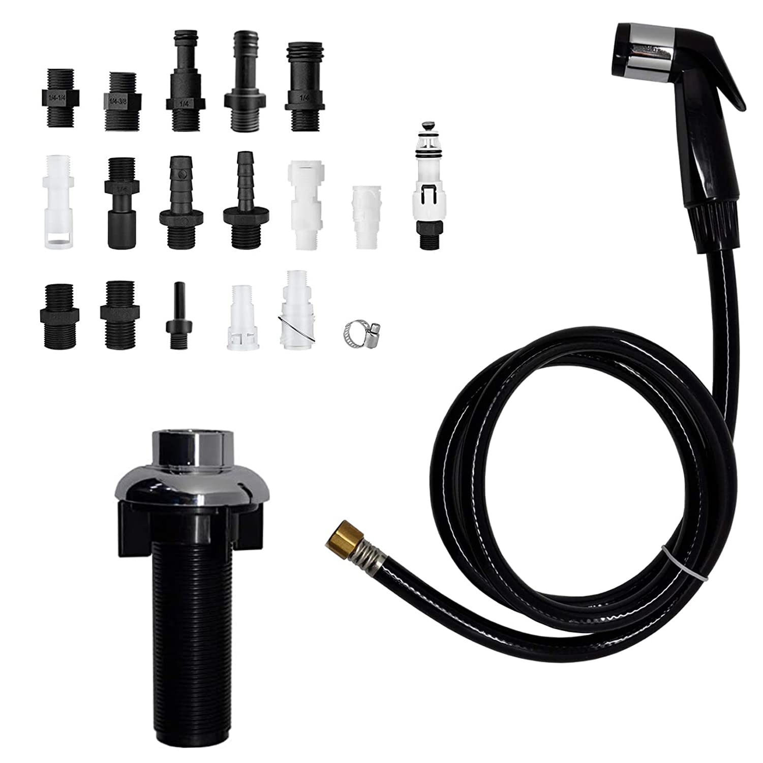 Houtingmaan Black Kitchen Sprayer, Deck Mount, Durable ABS Plastic Construction, Easy to Use, Good Customer Service