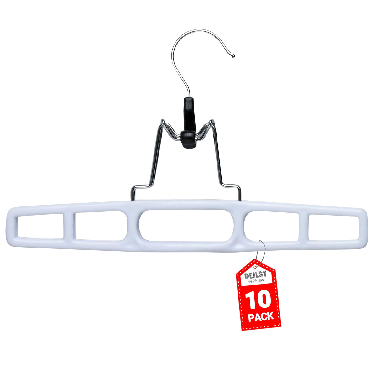 Deilsy 10 Pack Pants Hangers Skirt Hangers - Space Saving Pant Hangers With Locking Hook - Versatile Skirt Hangers For Closet Or