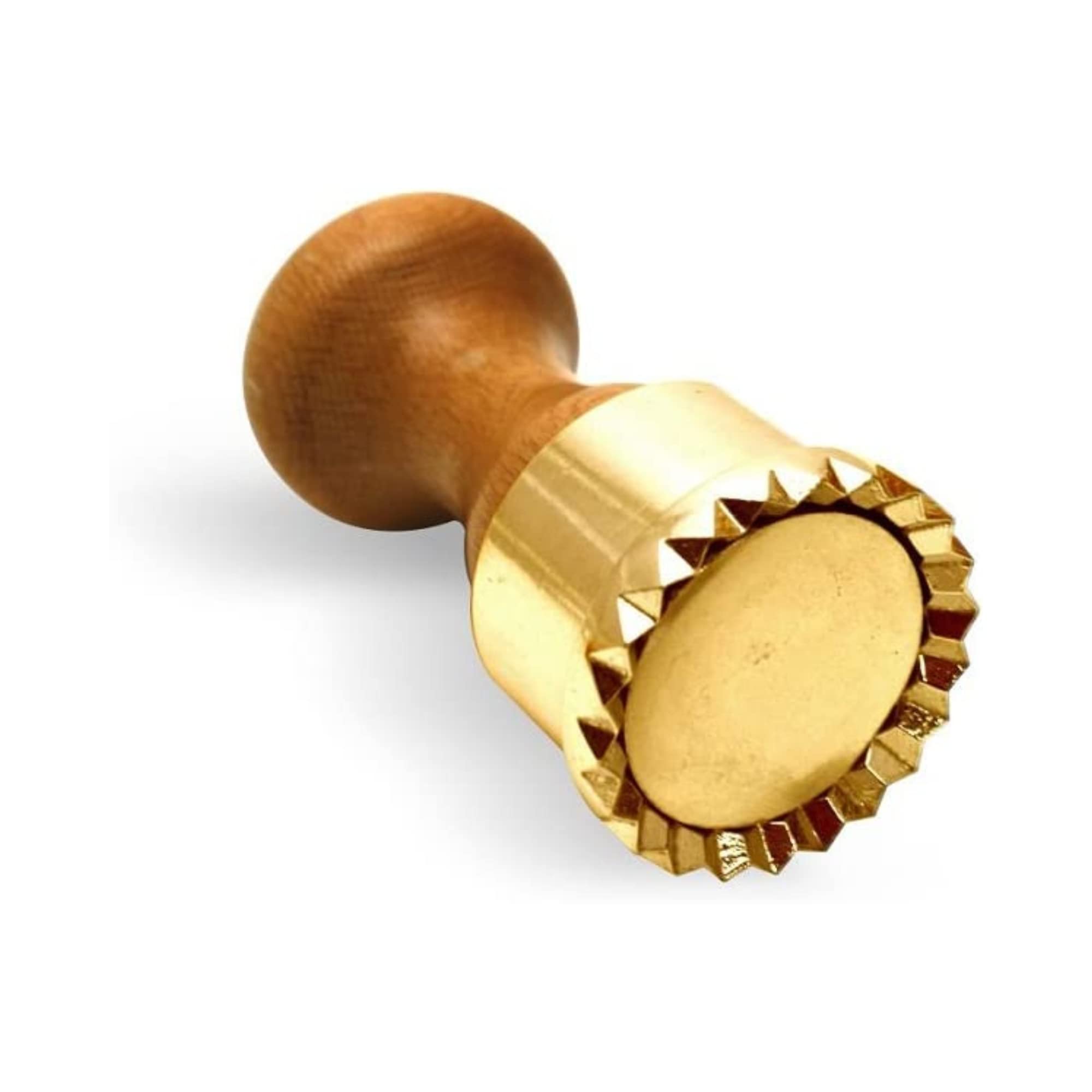 La Gondola Homemade Ravioli Stamp - Round Festooned 1.97In | Italian Pasta Making Tool For Home And Business | Brass & Natural W