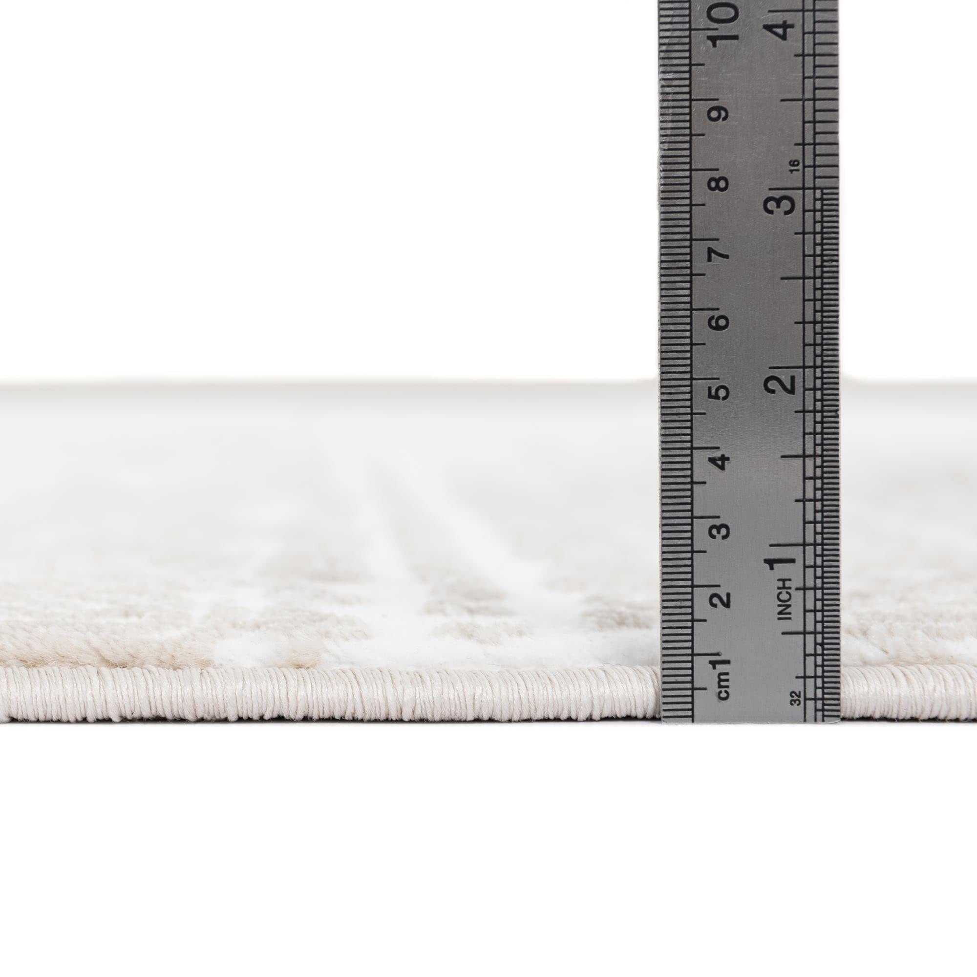 Rugscom Hermitage Collection Rug - 4 Ft Round Snow White Medium Rug Perfect For Kitchens, Dining Rooms