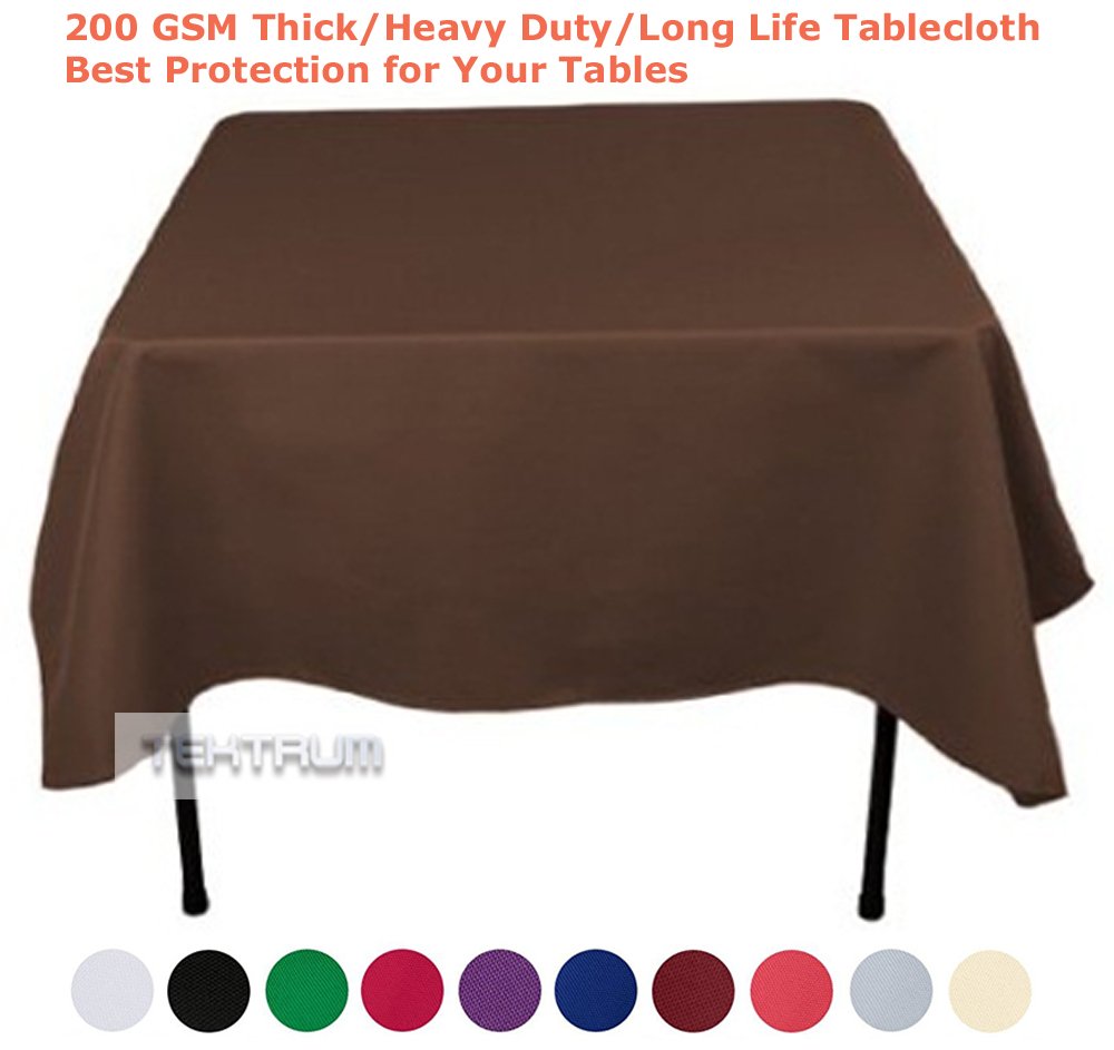 Tektrum 70 X 70 Inch 70''X70'' Square Polyester Tablecloth - Thick/Heavy Duty/Durable Fabric (Chocolate)