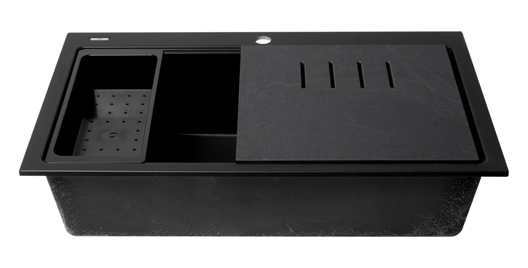 Alfi Brand Ab3418Sbdi-Bla Black 33'' Granite Composite Workstation Step Rim Single Bowl Drop In Sink With Accessories