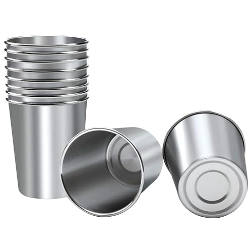 Ruisita 10 Pieces 12 Ounce Stainless Steel Cups Metal Pint Cups Shatterproof Drinking Glasses for Kids or Adults (12 oz/350 ml)