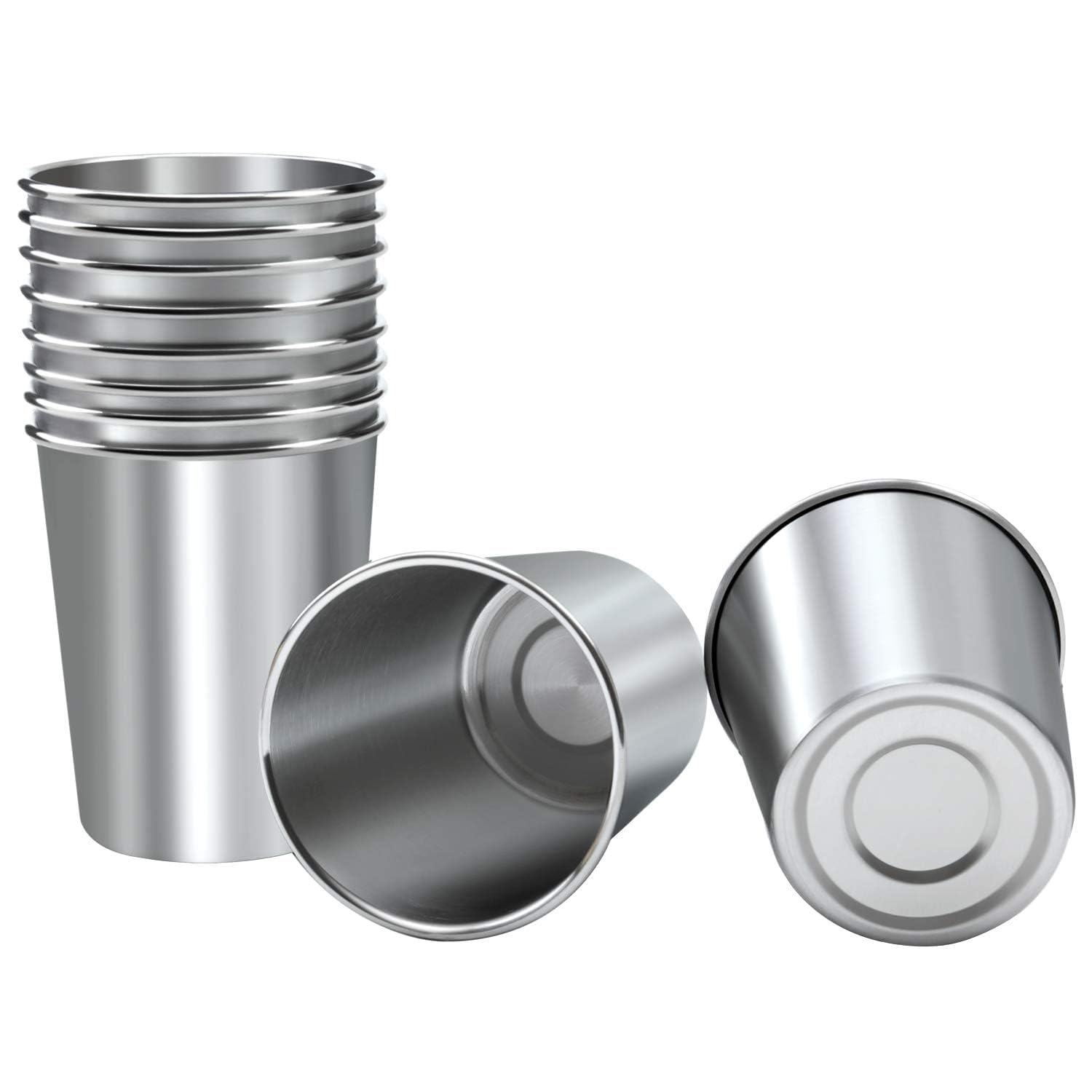 Ruisita 10 Pieces 12 Ounce Stainless Steel Cups Metal Pint Cups Shatterproof Drinking Glasses for Kids or Adults (12 oz/350 ml)