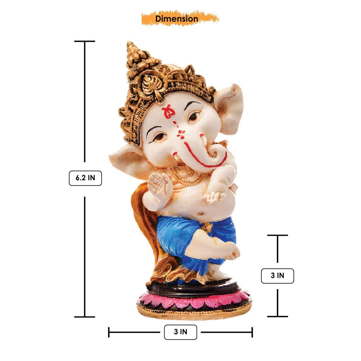 Srimaa Ventures Traditional Dancing Ganpati Figurine || Decorative Ganesha Idol For Home, Pooja Room, Gifting (Set Of 4, Multico