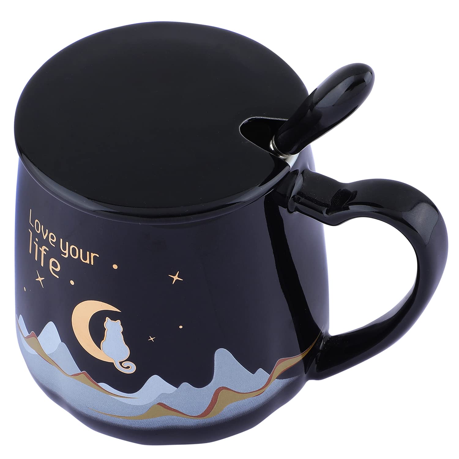 NYRWANA Love Your Life Coffee Mug, Mugs for Coffee, Rakhi Gift, Birthday Gift, Coffee Mug with Lid, Coffee Mugs, Tea Mug, Cups a