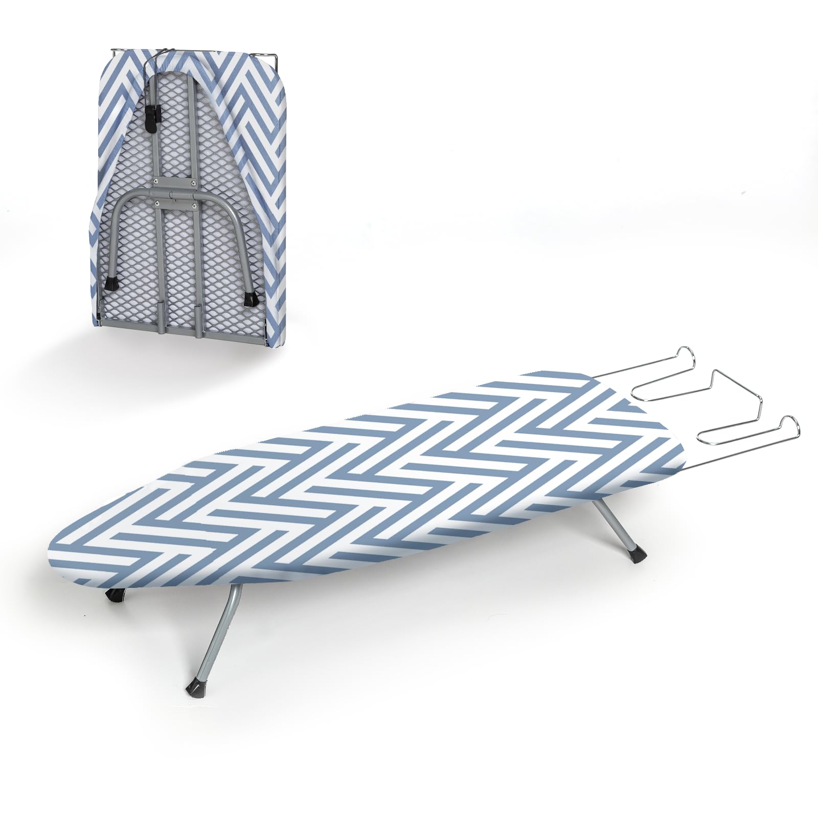 Small Tabletop Ironing Board Foldable, RAINHOL Steel Mesh Portable Iron Board for Dorm and Apartment, with Iron Rest and Heat-Re