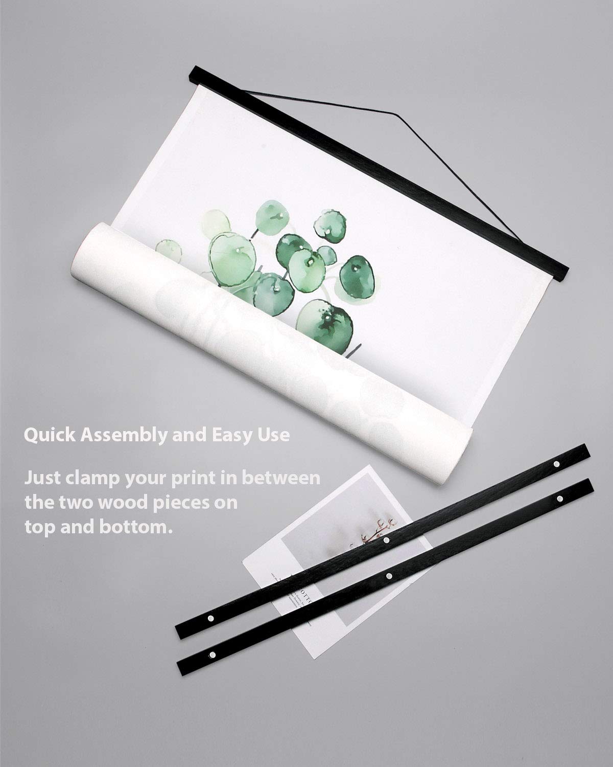 Magnetic Poster Hanger Wooden Poster Hangers, 9 Inch, Extra Strong Magnets, Quick Assembly And Easy Use, Wood Poster Hanger For