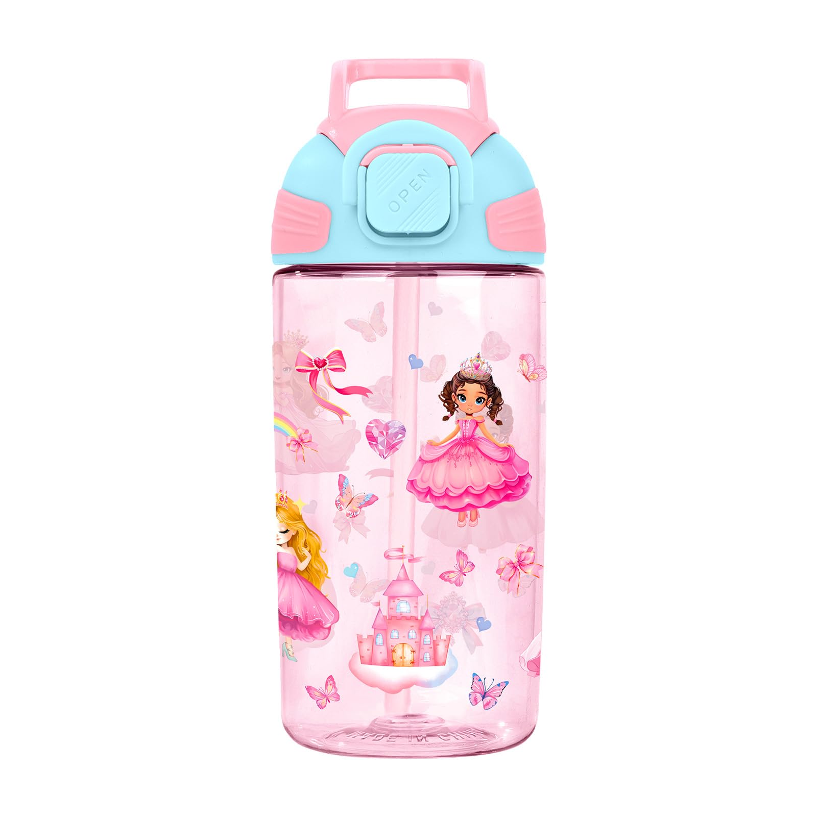 Kids Water Bottle with Straw BPA Free Plastic Toddler Cup for School Travel