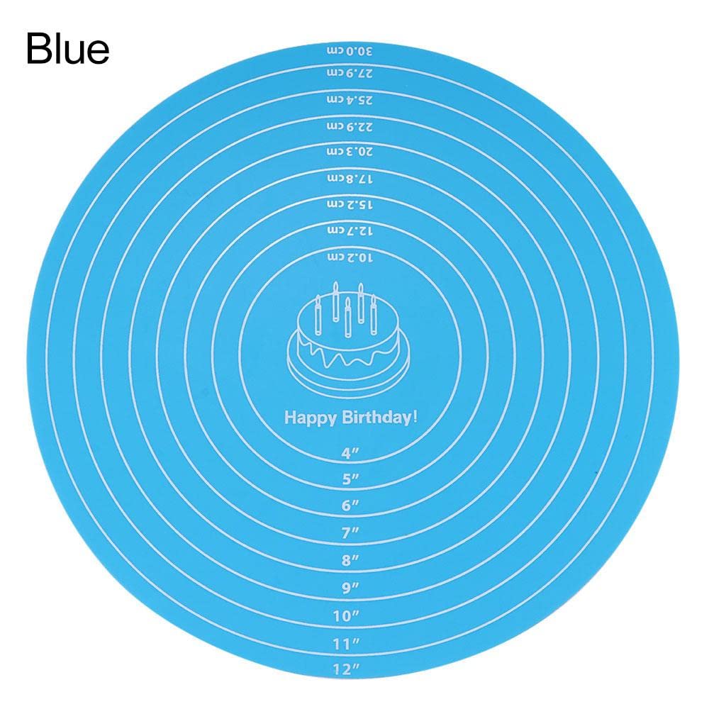 Silicone Baking Mat, With Measurements 12Inch Cake Turntable Pad For Cake With Size Scale Non-Stick High Temperature Resistant B