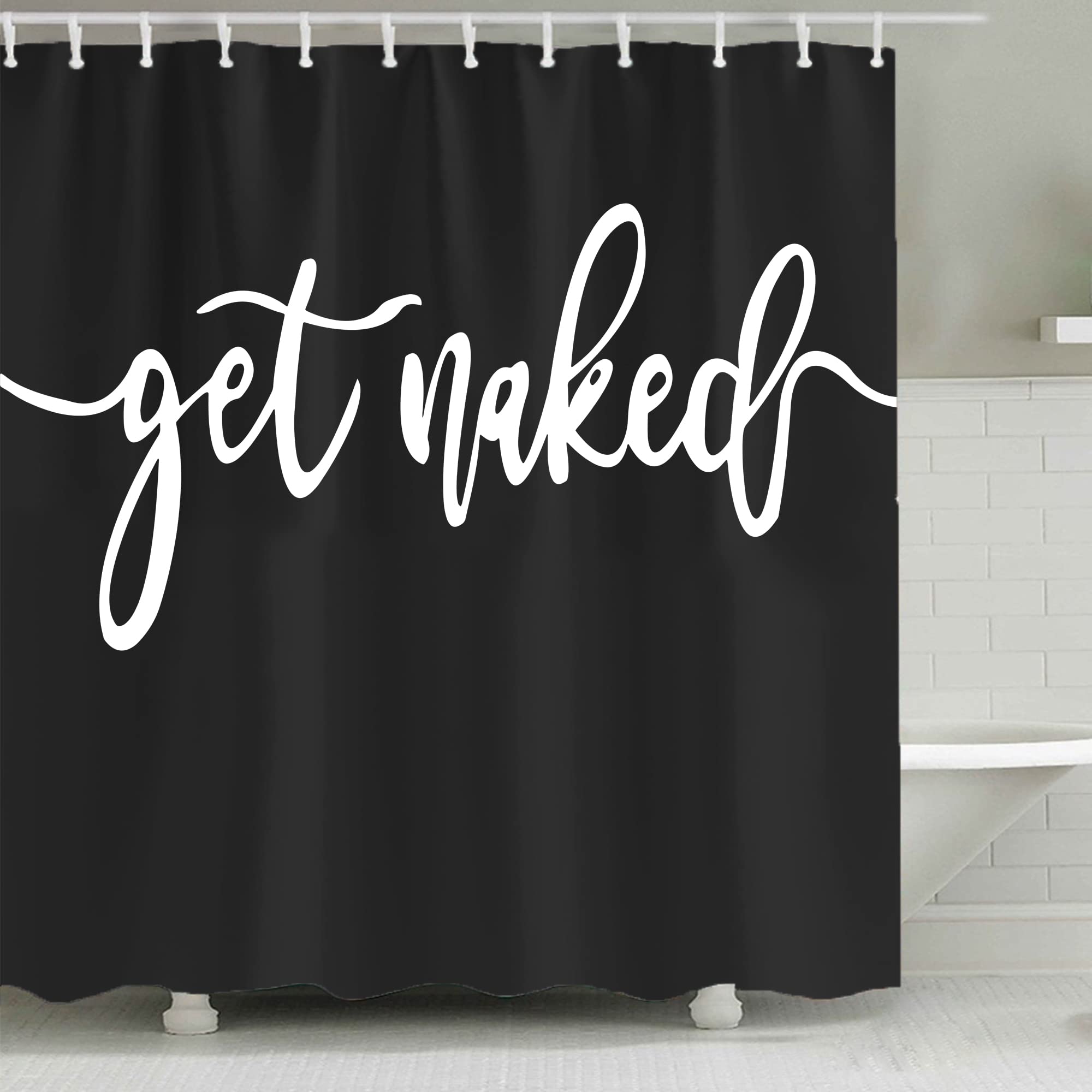 Zengmei 70X70 Inches Shower Curtain Set Funny Quote Durable Waterproof Polyester Shower Curtain Bathroom Bath Decor Cloth Fabric