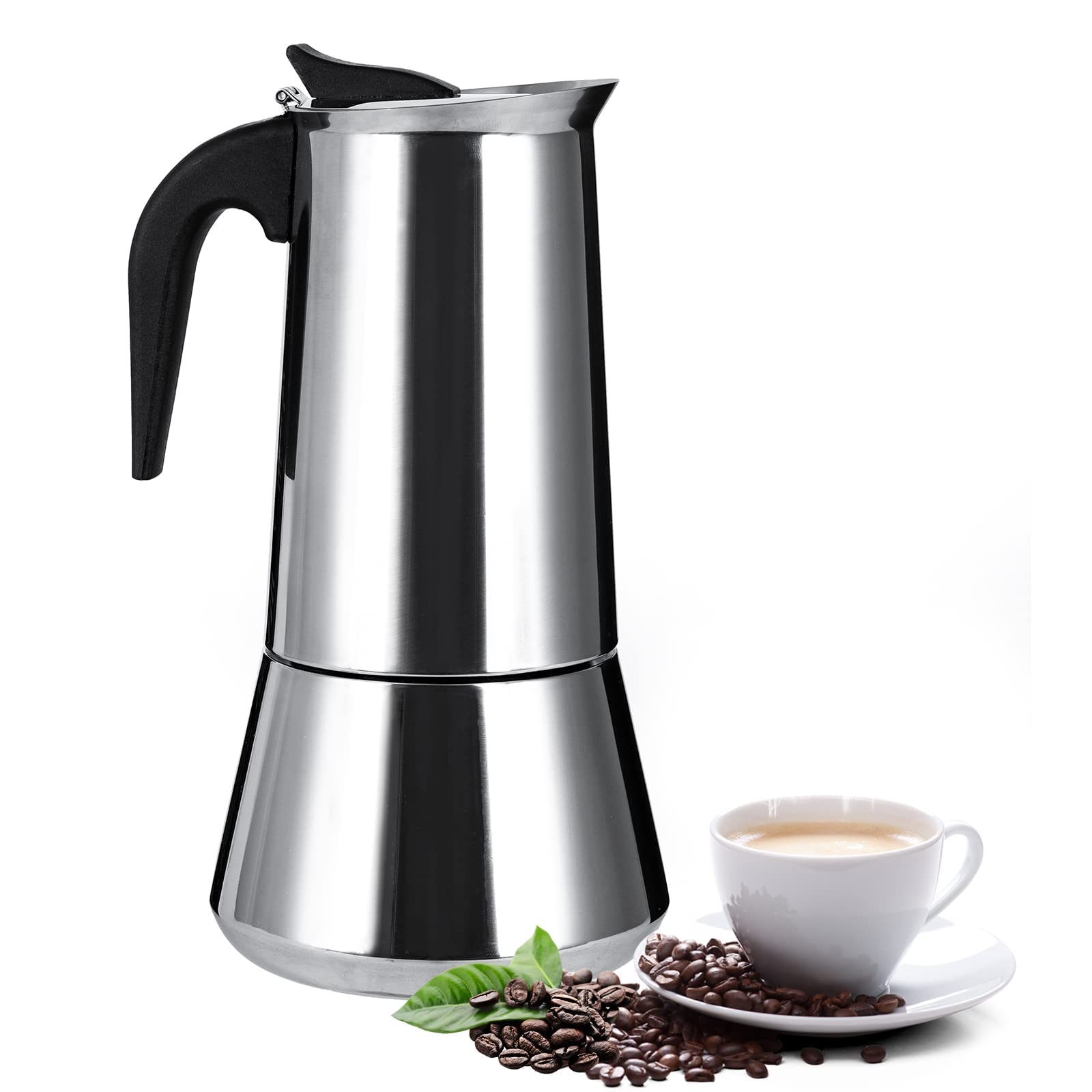 Stainless Steel Stovetop Moka Pot Espresso Maker Percolator 12 Cup 600Ml Portable Italian Greca Cuban Coffee Maker For Big Famil