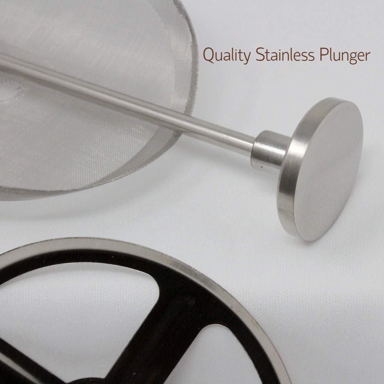Cafe Crush Club French Press 5Pc Stainless Steel Plunger Rod & Filter Assembly Replacement Set For 3.75'''' Wide Flat Shaped Lid