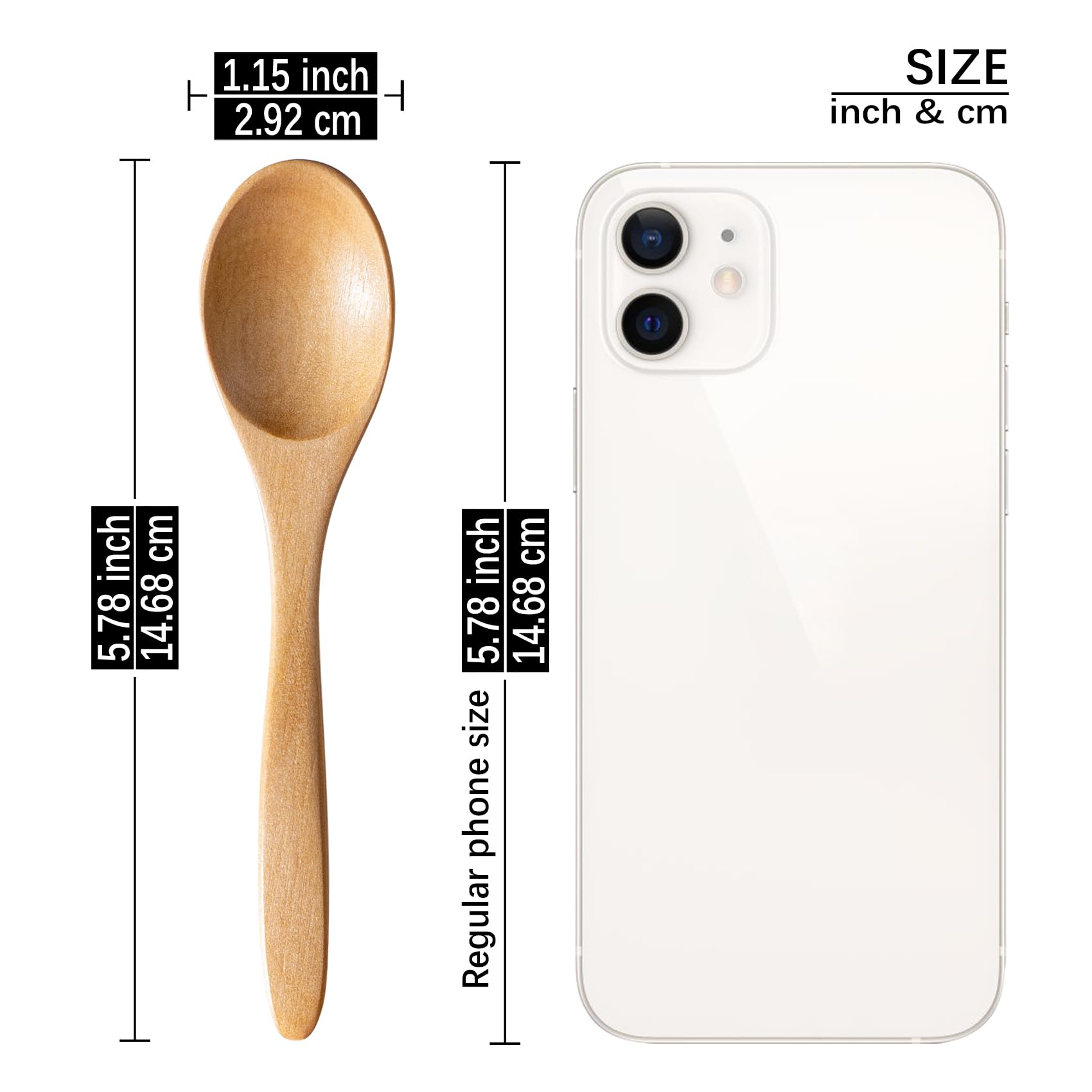 Hefild 7 Pcs Small Wooden Spoons, 5.8 Inch Honey Spoons For Tea, Schima Wooden Honey Teaspoon For Coffee, Little Tiny Wood Spoon