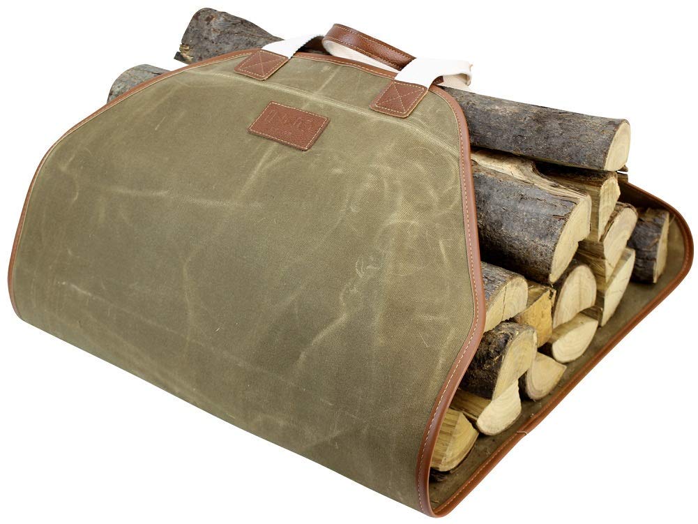 Inno Stage Canvas Log Carrier Bag,Durable Wood Tote,Fireplace Stove Accessories,Extra Large Firewood Holder With Handles For Cam