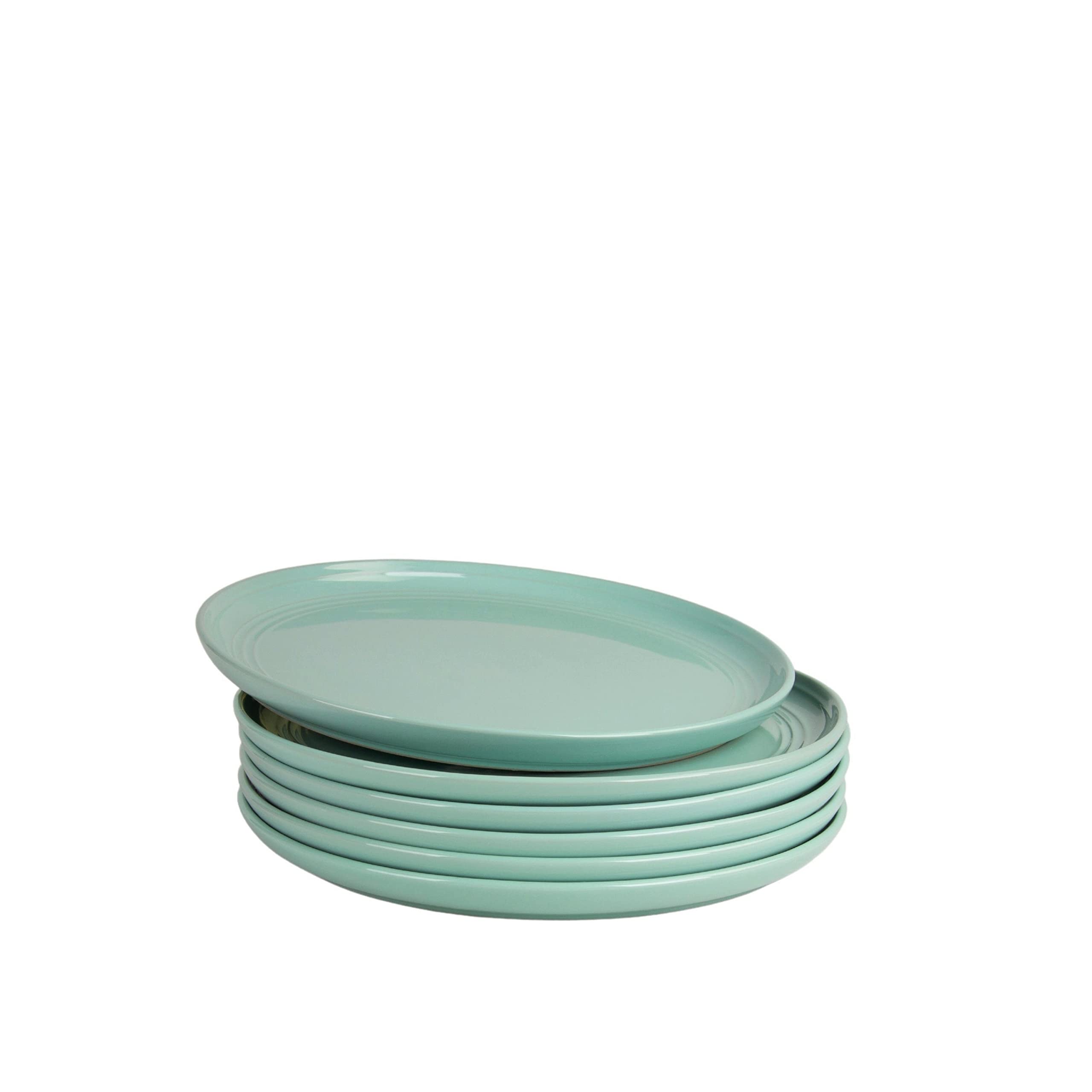 Double Line 8.25'' Salad Plate, Set Of 6, Seafoam