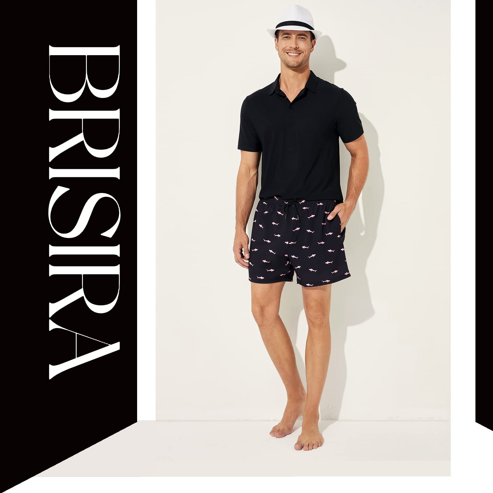 Brisira Mens Swim Trunks Quick Dry Swim Shorts 5 Inch Inseam Stretch Water Beach Shorts With Compression Liner Zipper Pocket