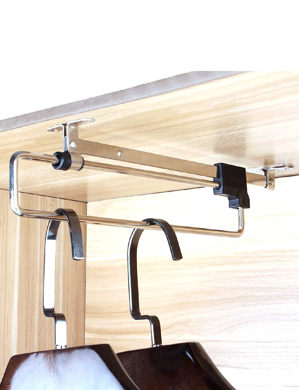 Valet Rod For Closet Pull Out Autuwintor Adjustable Rod For Closet To Hang Clothes With Mounting Screws Cold Rolled Steel Black