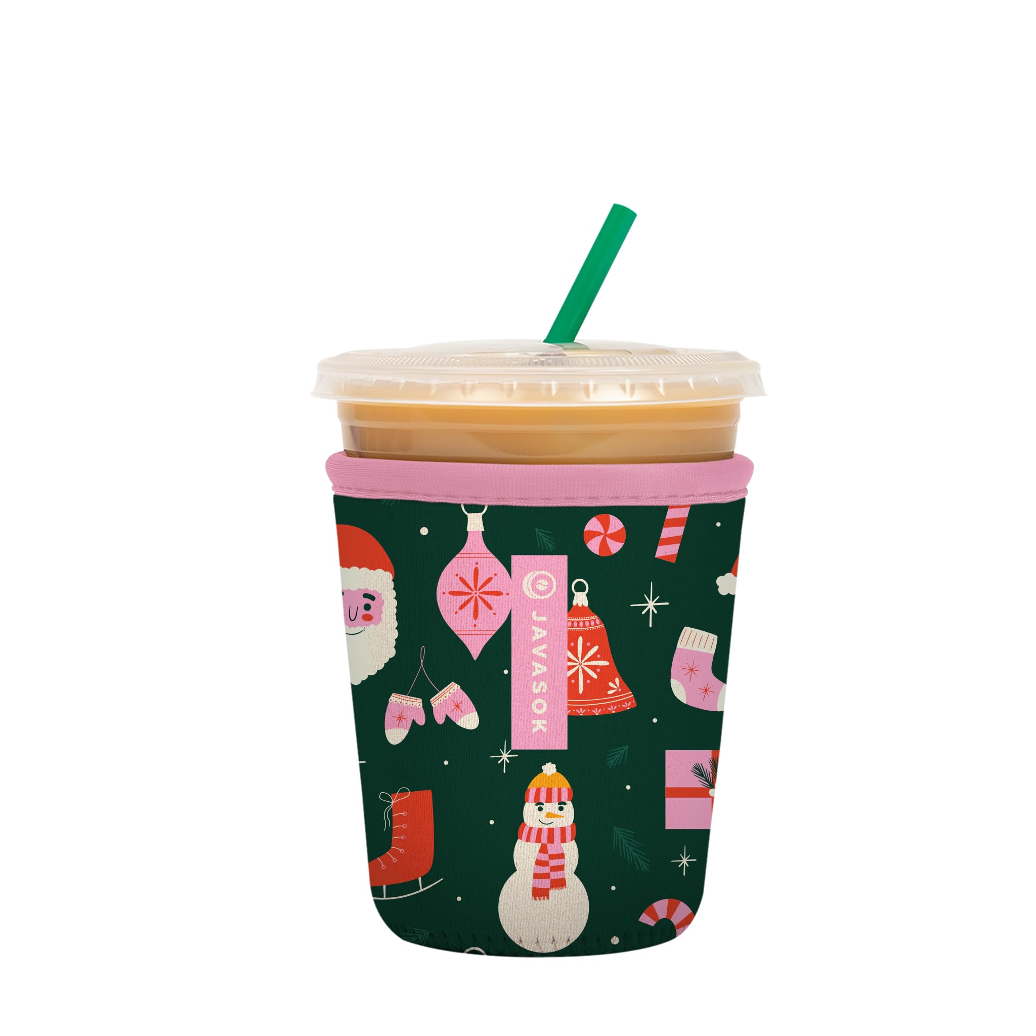 Sok It JavaSok Iced Coffee & Cold Soda Insulated Neoprene Cup Sleeve (Tis the Season, Small: 16-20oz)