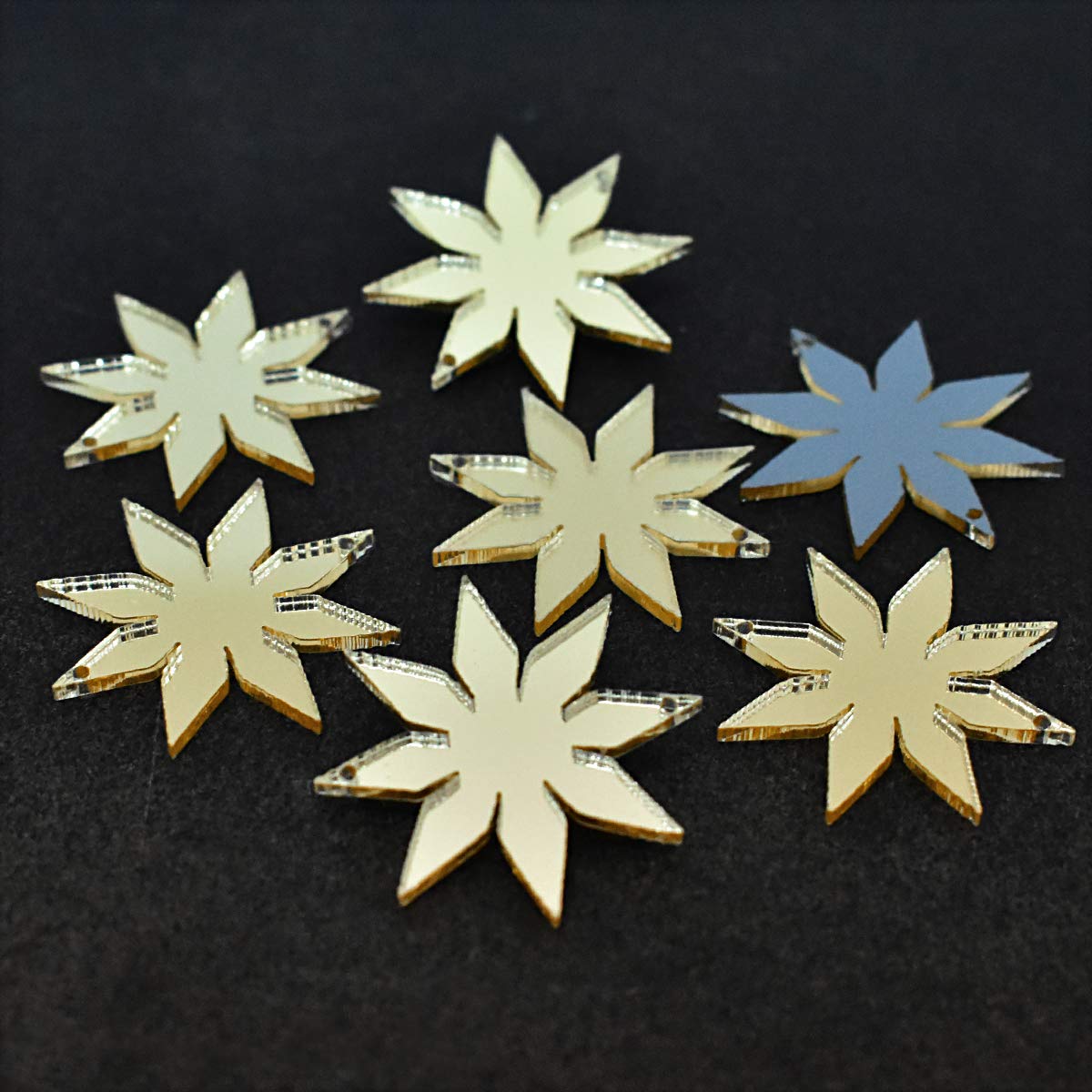 Embroiderymaterial Gold Flower Shape Acrylic Mirror For Embroidery And Craft Purpose ( 25 Pieces)