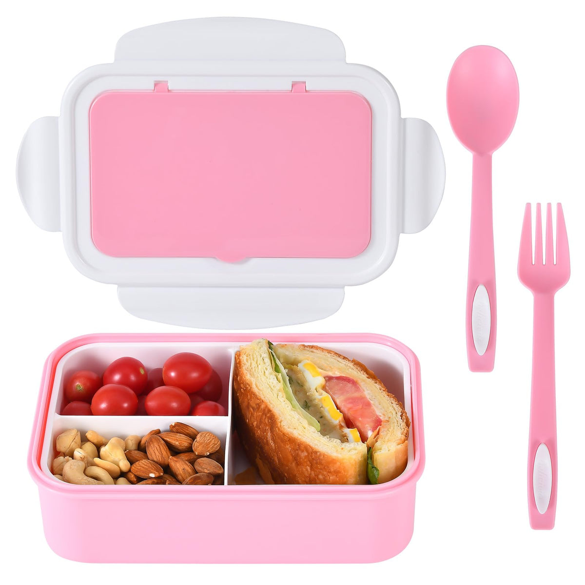 Uptrust Bento Lunch Container For Kids Adults With 3 Compartment. Leak-Proof, Microwave Dishwasher Safe, Healthy- Bpa Free (Spoo