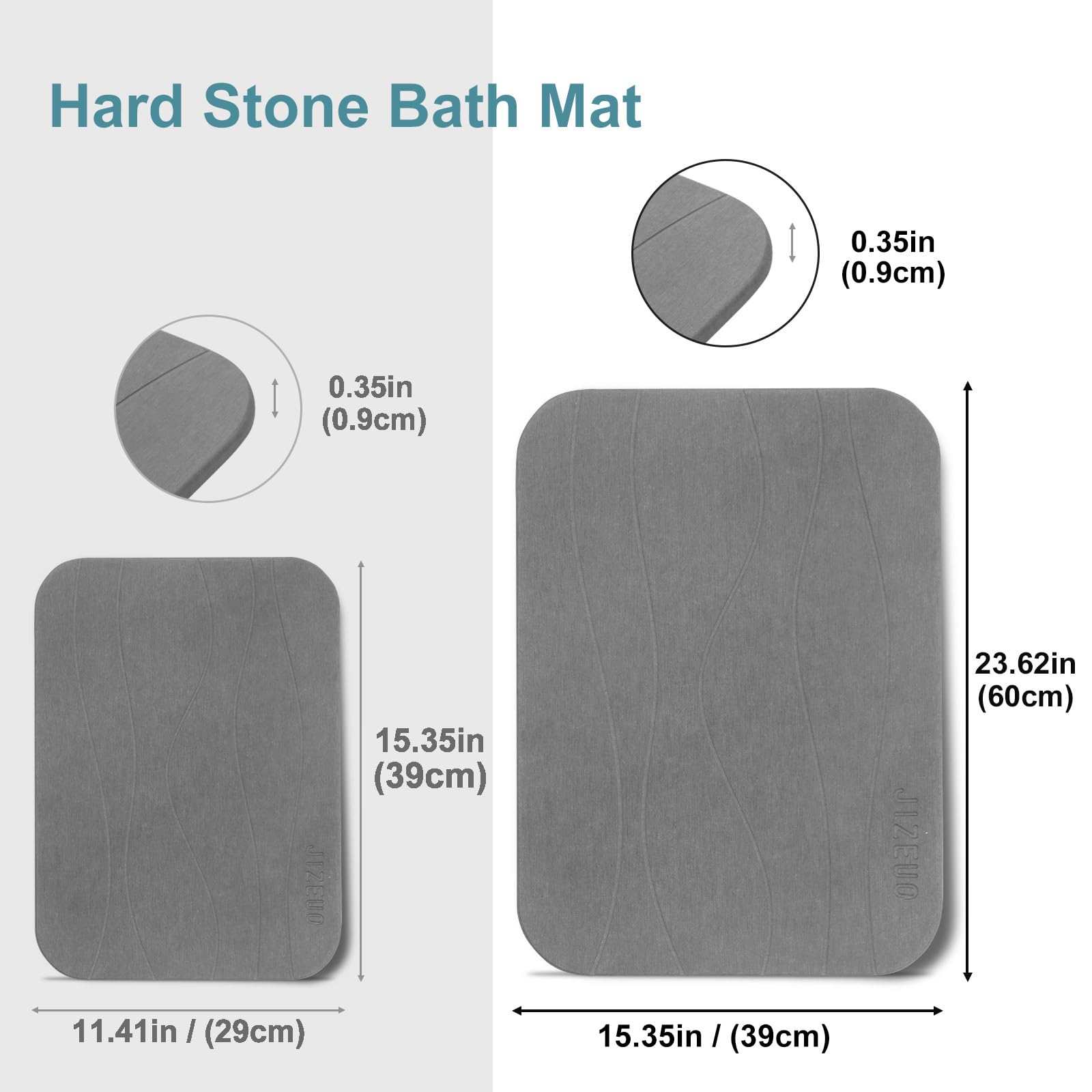 Jizeuo Stone Bath Mat, Set Of 3,Diatomaceous Earth Shower Mat, Non-Slip Super Absorbent Quick Drying Bath Mat For Bathroom Floor