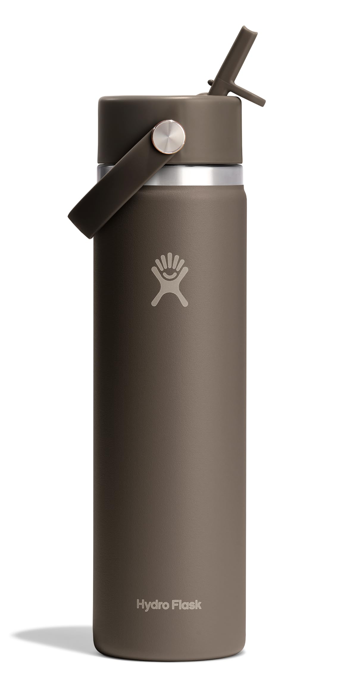 Hydro Flask Water Bottle - Insulated Stainless Steel - Wide Mouth Flex Straw Lid, Non Spill, Leakproof and Refillable in 24 Oz S