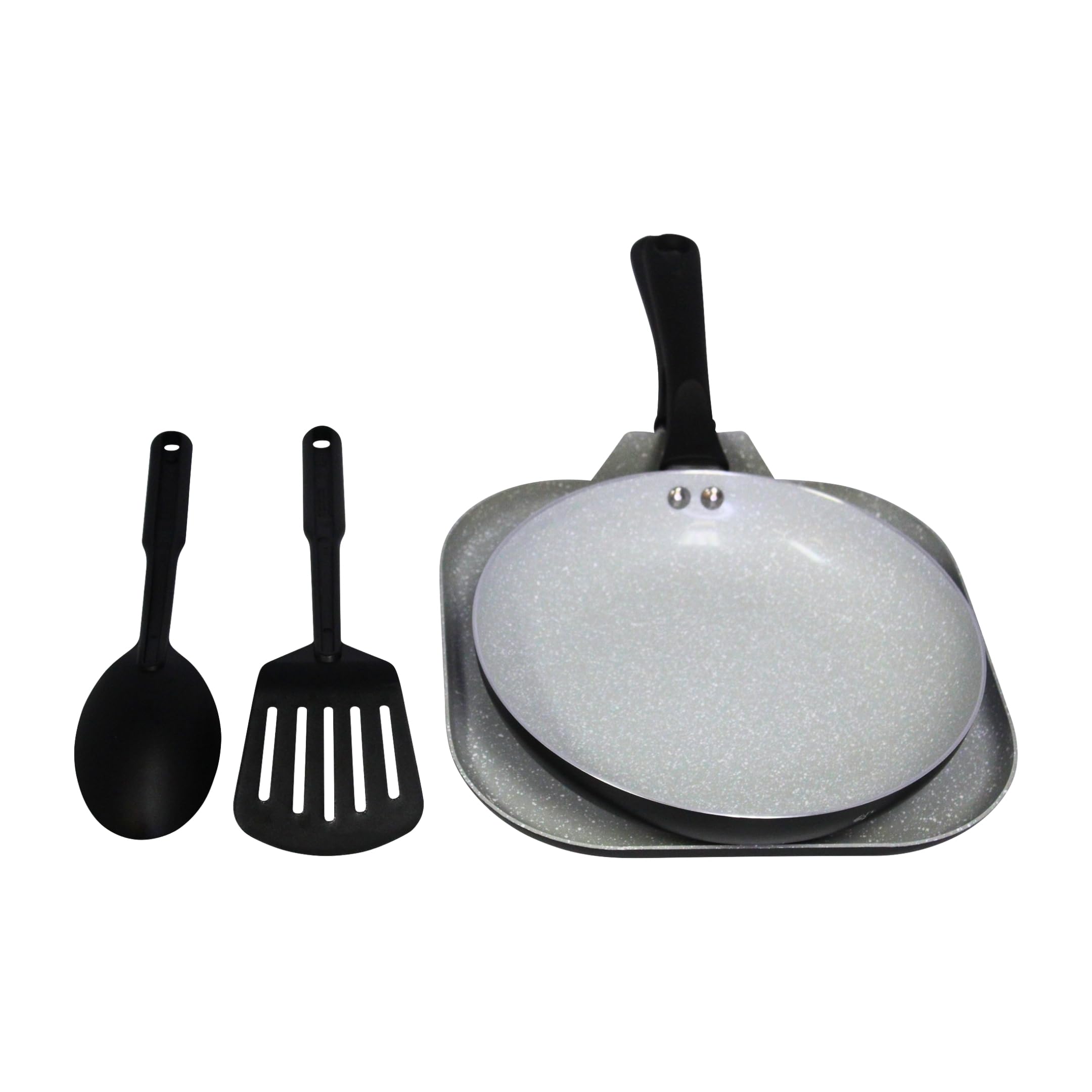 IMUSA Premier Cera Aluminum Gray Ceramic Fry Pan, Square Griddle Set