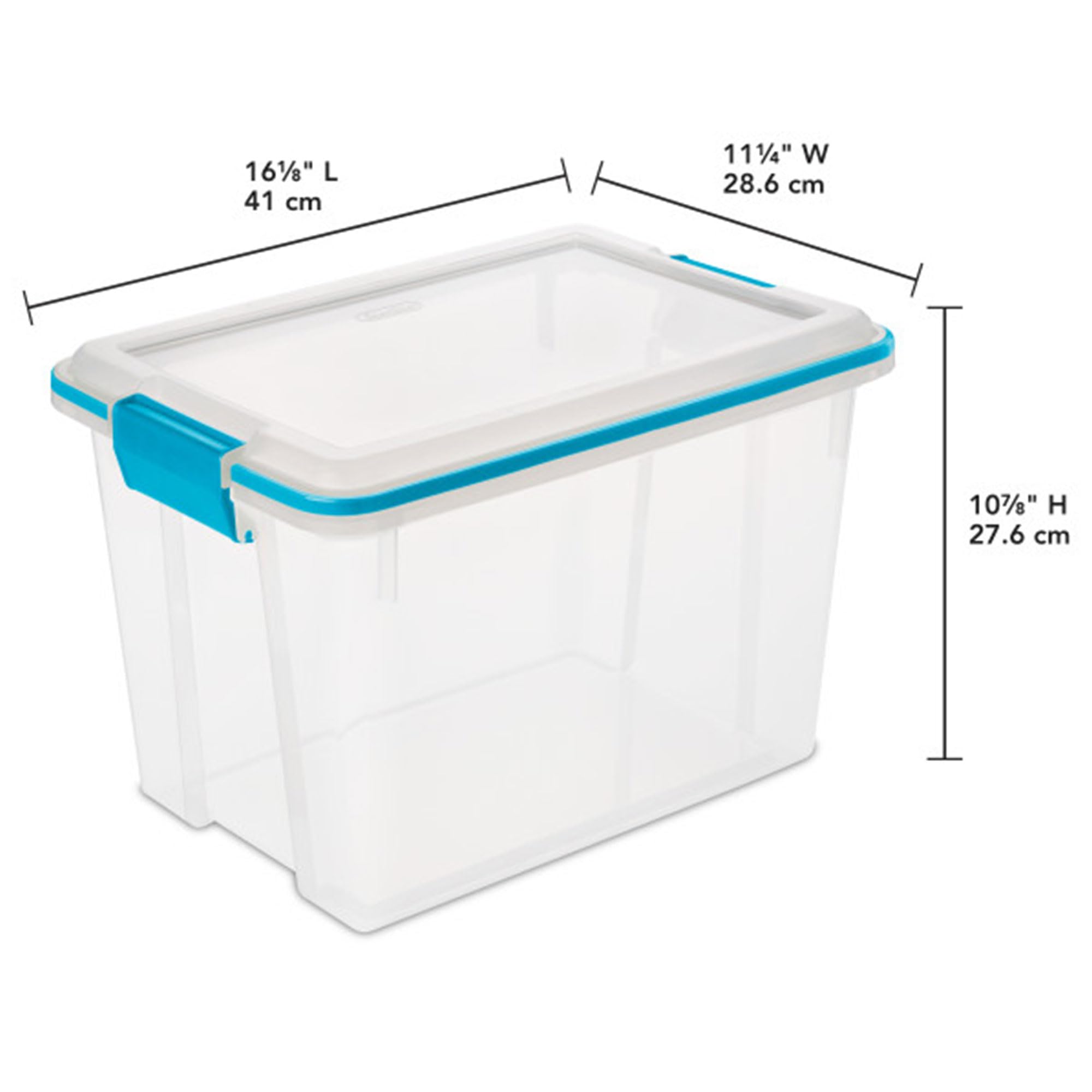Sterilite 20 Qt Gasket Box, Stackable Storage Bin With Latching Lid And Tight Seal Plastic Container To Organize Basement, Clear