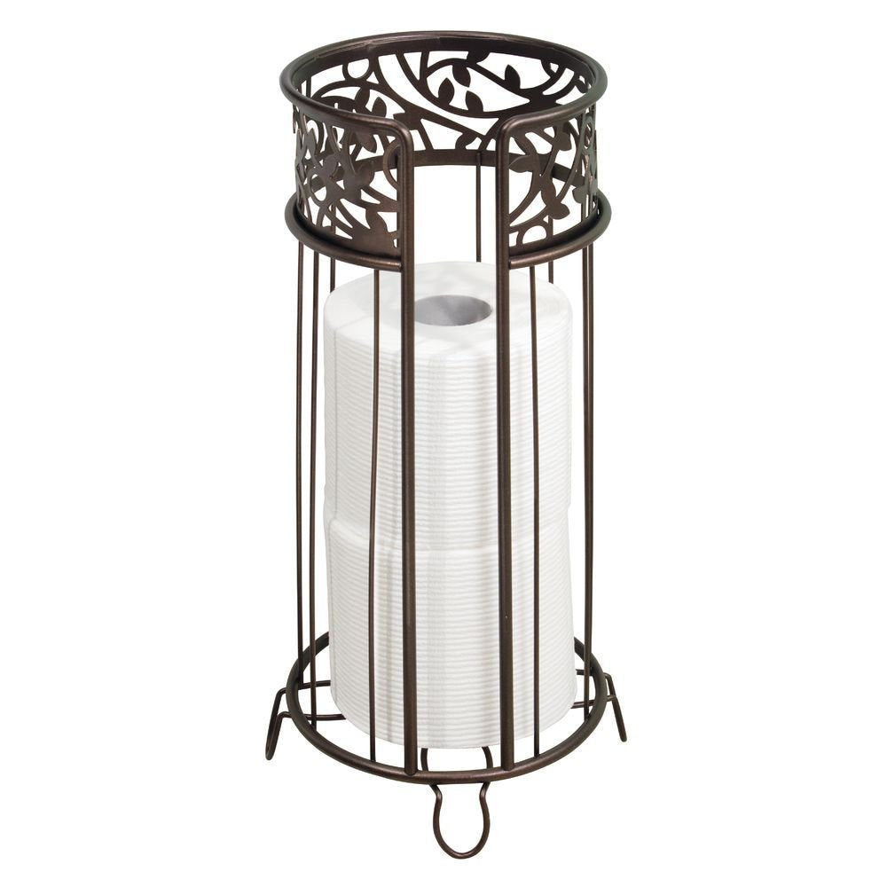 Idesign Vine Free Standing Toilet Paper Holder For Bathroom - Bronze,6.25 X 6.25 X 15.25
