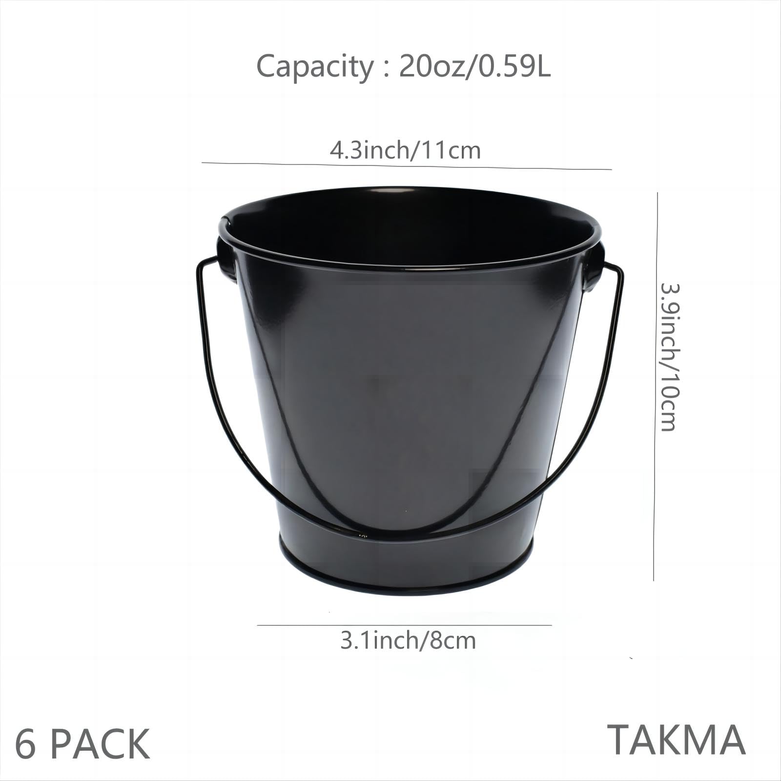 Takma Metal Buckets With Handle - 6 Pack 4.3 Inch Small Iron Pail, Easter Bucket,Pencil Holder And Flower Pots,Craft Supply Hold