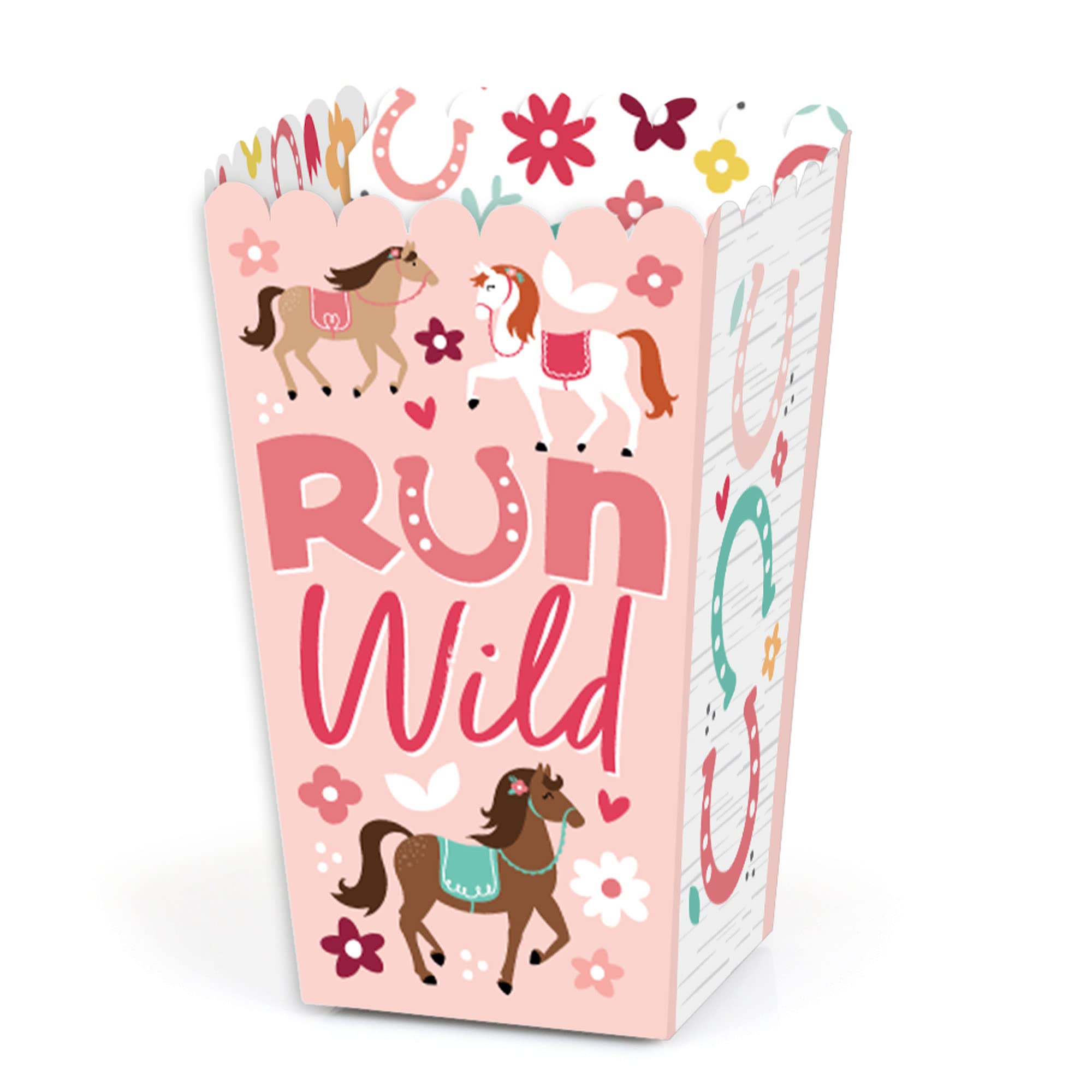 Big Dot Of Happiness Run Wild Horses - Pony Birthday Party Favor Popcorn Treat Boxes - Set Of 12