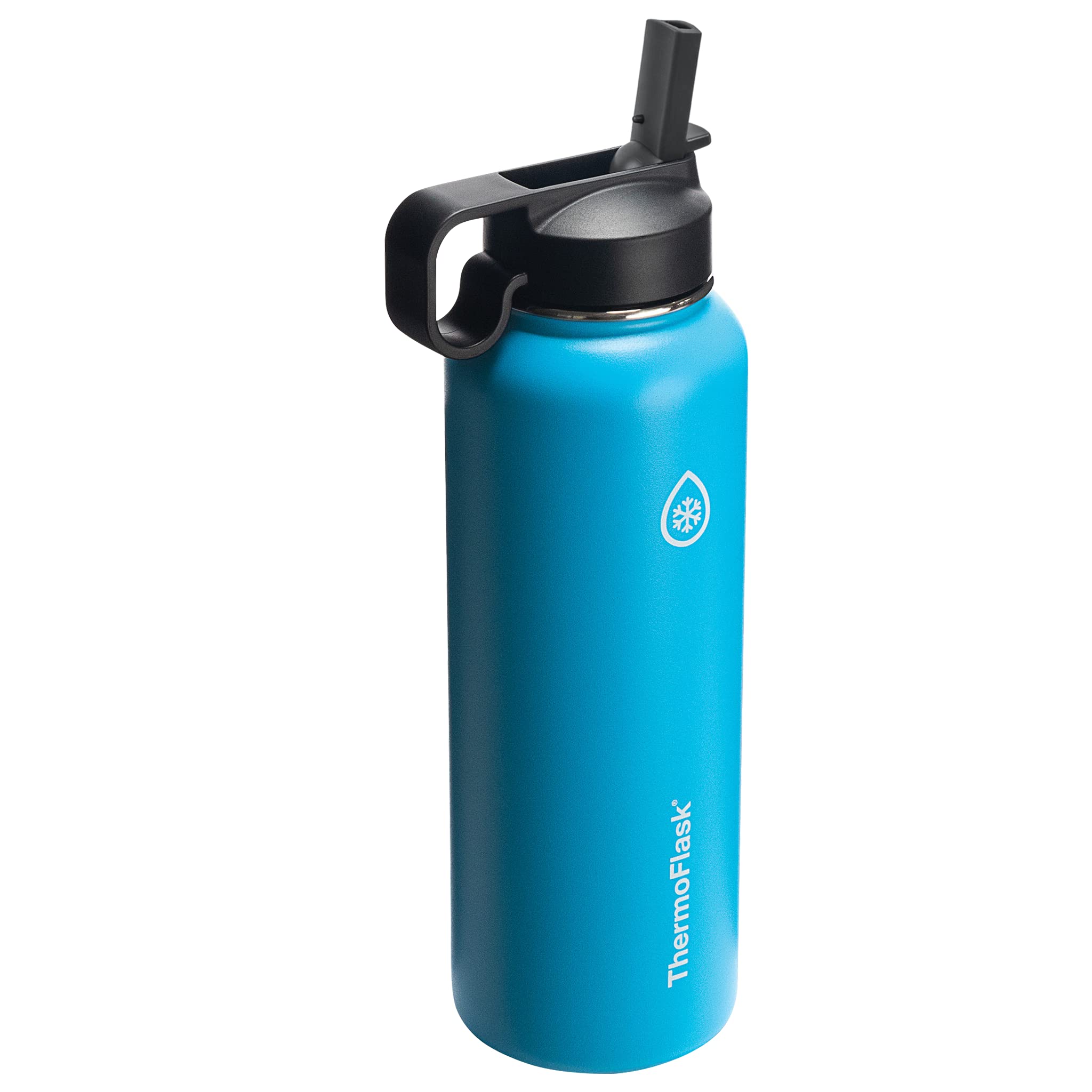 Thermoflask Double Stainless Steel Insulated Water Bottle with Two Lids  40 Ounce  Capri