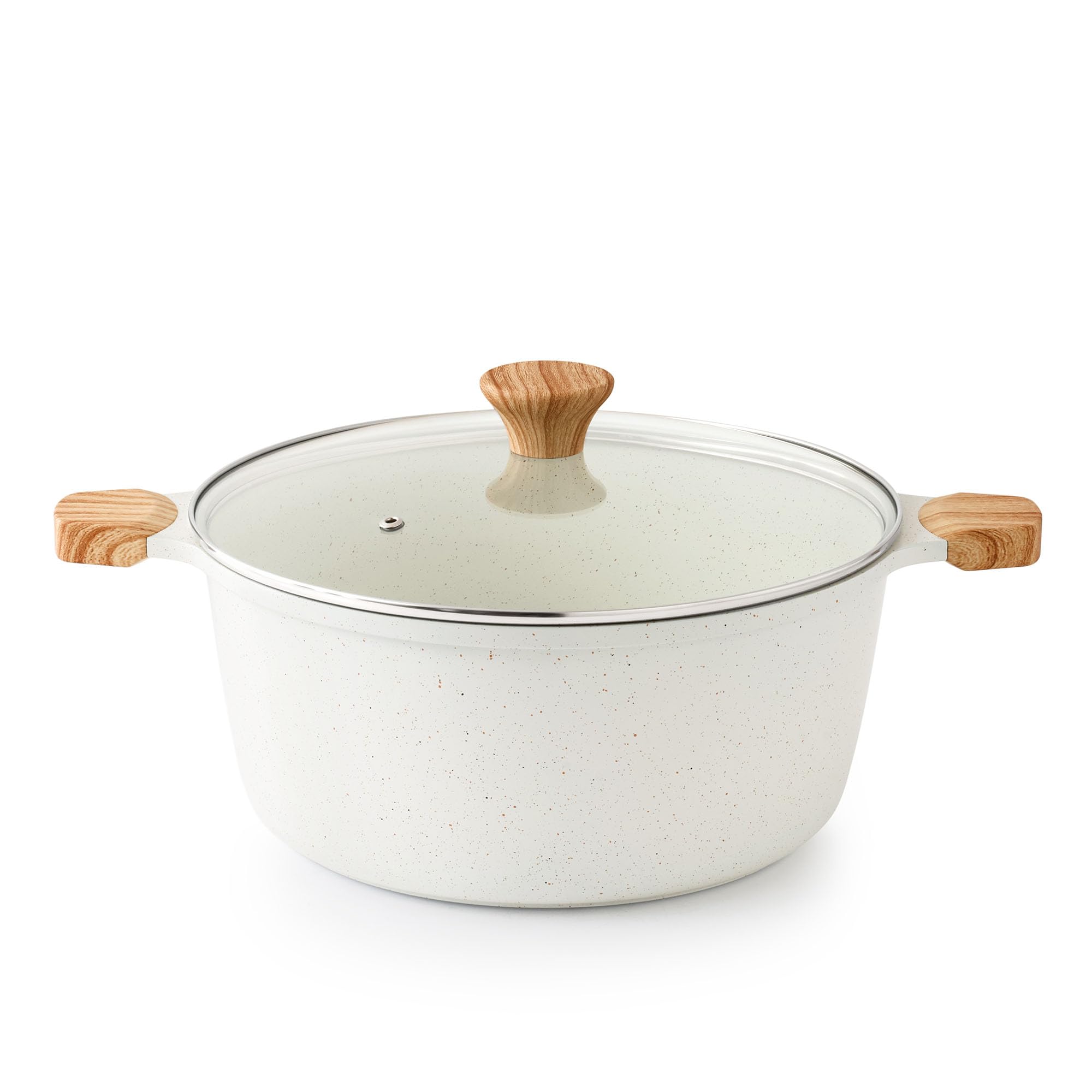 Sensarte Ceramic Nonstick Stock Pot With Lid, 7 Qt Induction Cooking Pot With Tempered Glass Lid, Stew Pot For Soup And Oatmeal,