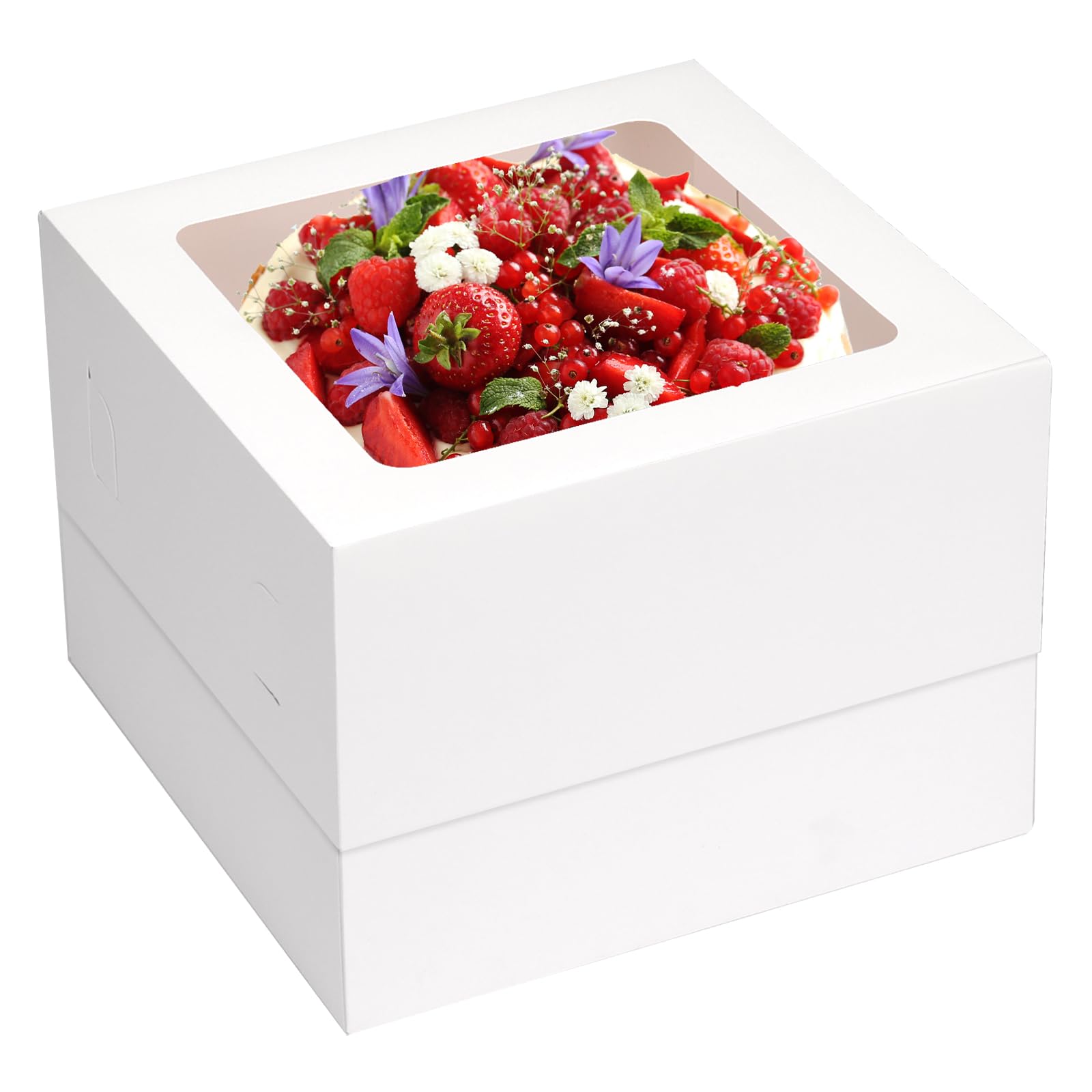 Moretoes 10Pcs Cake Boxes 12X12X8 Inch White Bakery Boxes With Window Tall Dessert Cardboard Boxes For Cakes Cupcakes Pies Donut