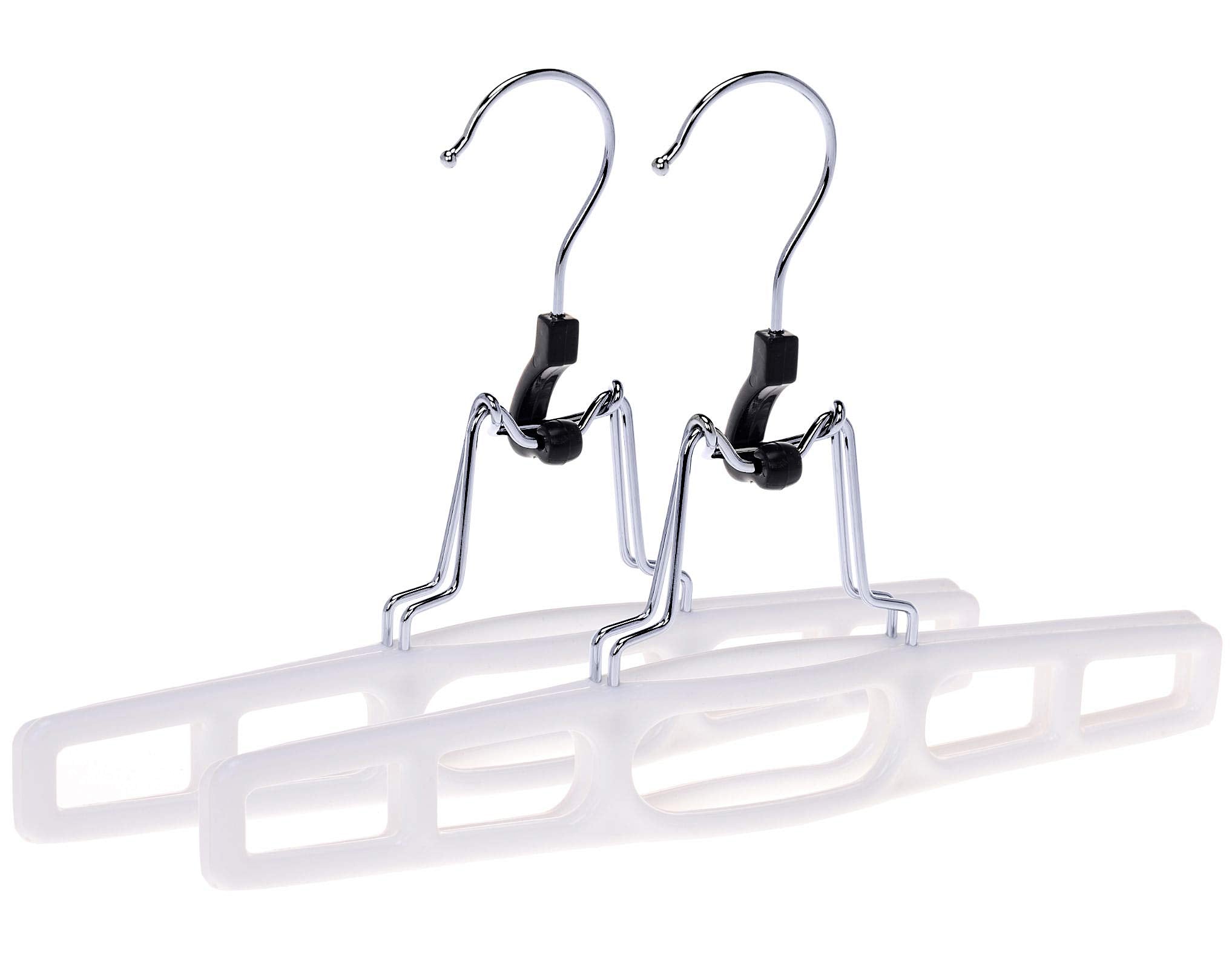 Premium Skirt Hangers 2-Pack - Thin Space-Saving Skirt Hanger Set with Clamp  Pant Hanger 2-Piece Set  Shorts Hangers with Heavy-Duty Locking Clasp  Multipurpose Quality Jean Hangers Set (White  2)