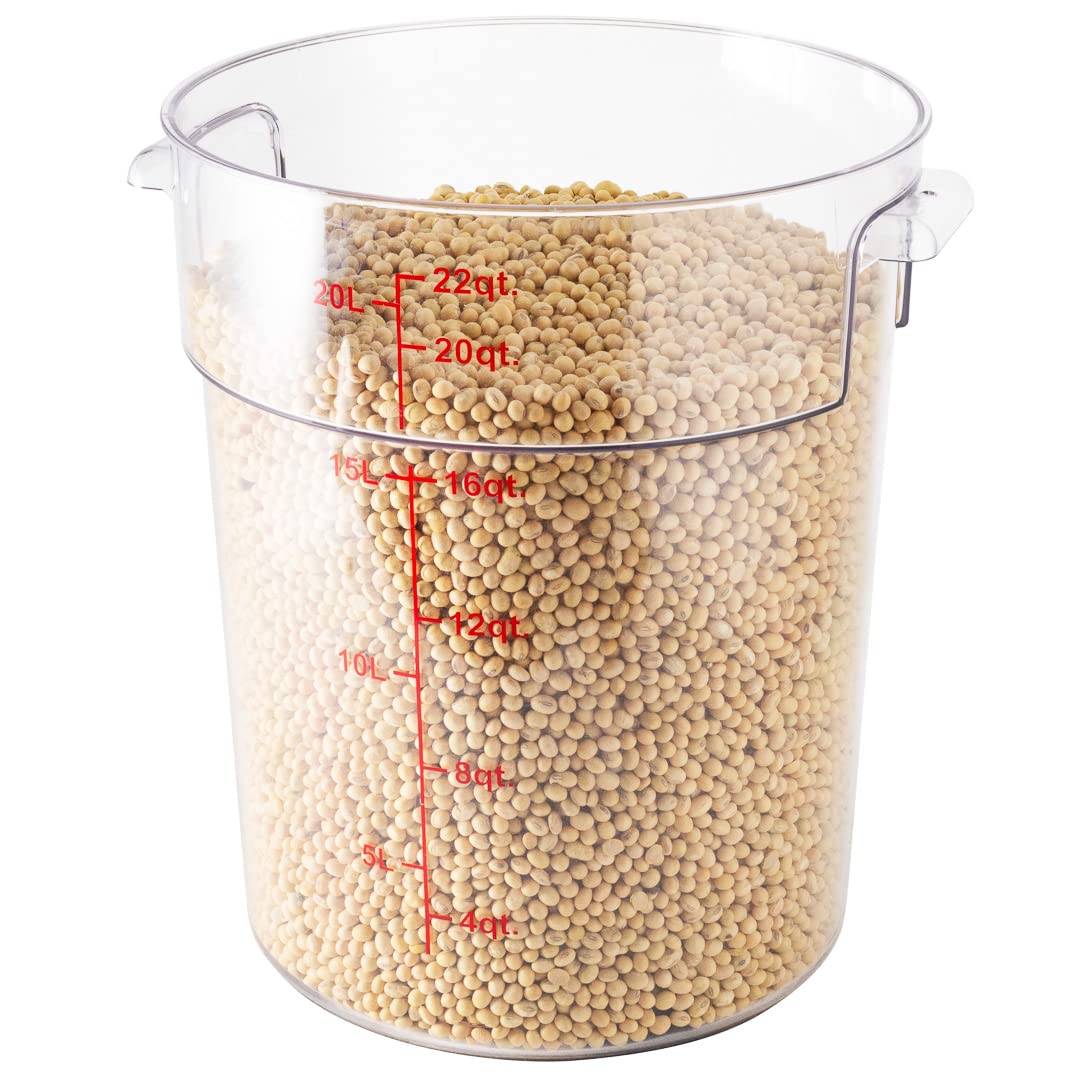 Restaurantware Met Lux 22 Quart Food Storage Container, 1 Round Commercial Storage Container - Lid Sold Separately, With Volume
