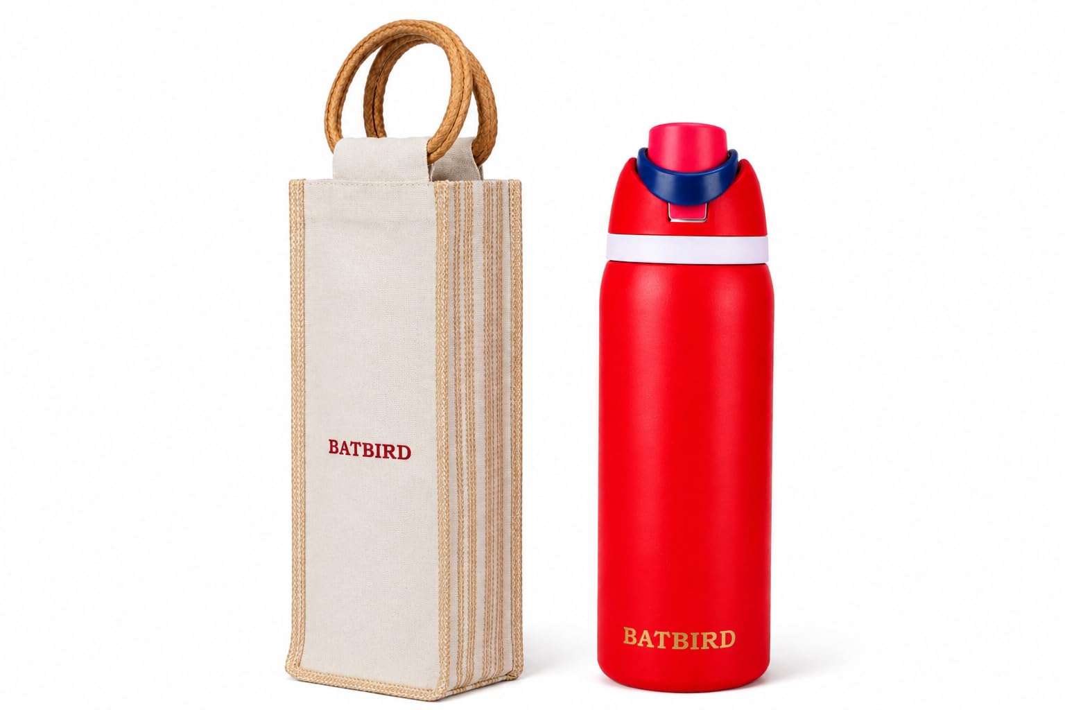 Stainless Steel Water Bottle 32 Oz 960 Ml With Flip Lid And Carry Loop (Red, 960 Ml)