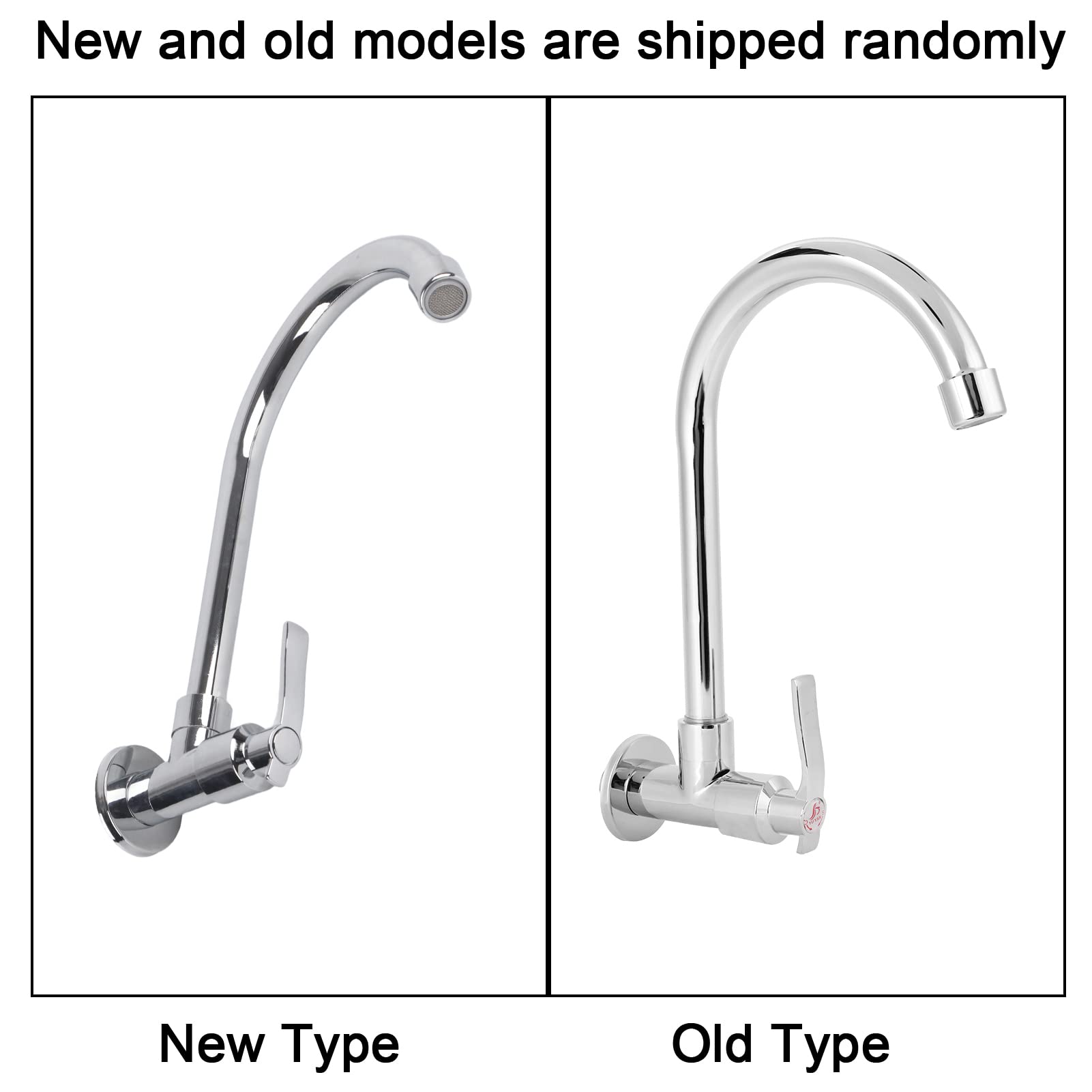 Aunmas Kitchen Faucet, Water Sink Faucet Single-Tube Cold Wall-Mounted, 360 Rotatable G1/2Inch Water Kitchen Tap Without Hose, C