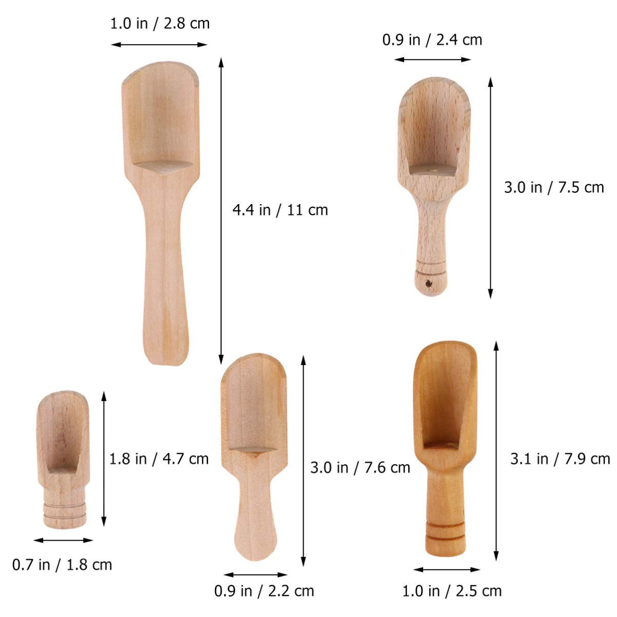 5Pcs Mini Wooden Spoon Mini Bath Salt Spoon Mini Tea Scoop Wooden Candy Spoon Small Spice Spoons For Flour, Bath Salt, Sugar, Ce