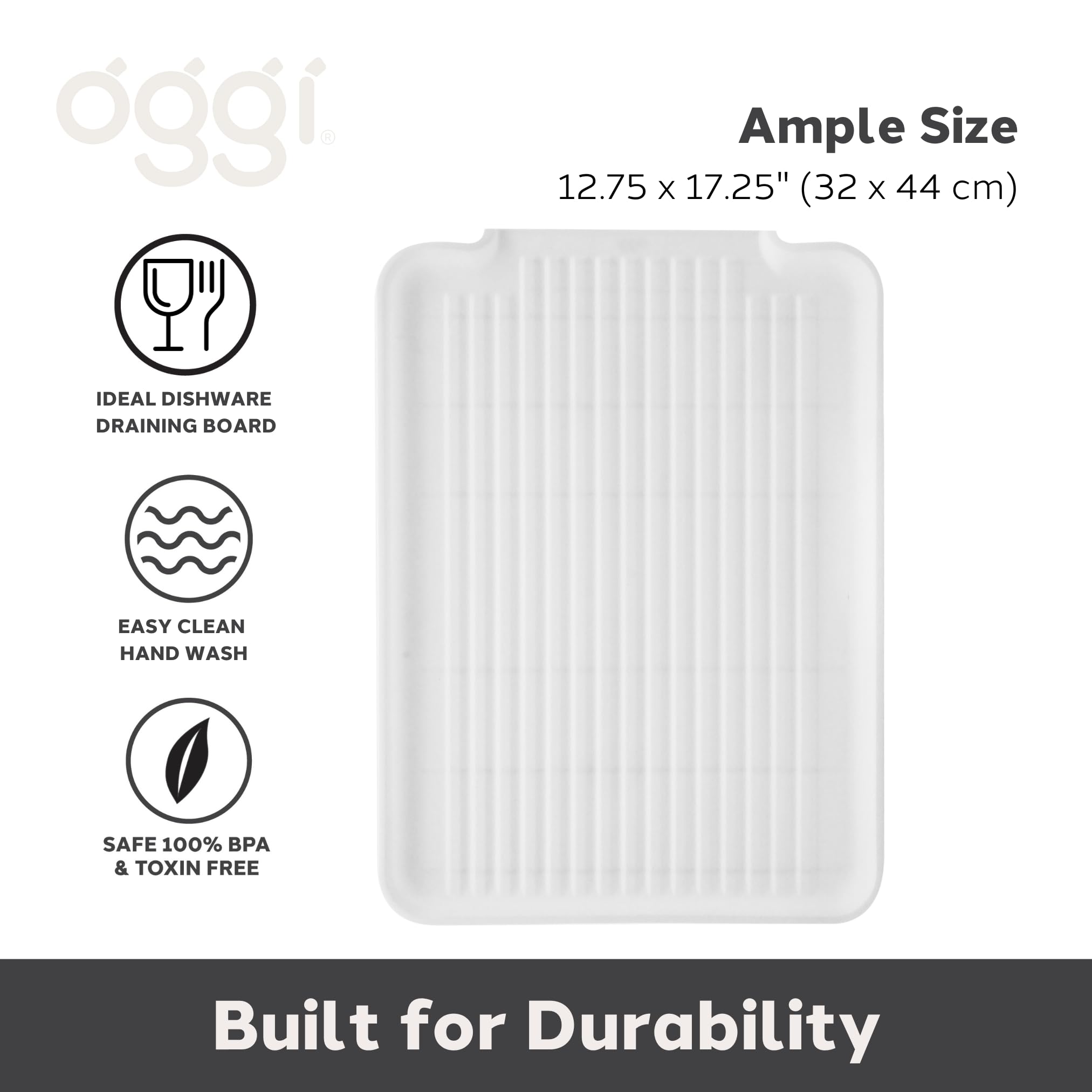 Oggi Dish Drain Board & Drying Rack Tray For Kitchen - Ideal Rigid Drainboard, Dish Drainer Tray, Dish Drain Boards For Kitchen