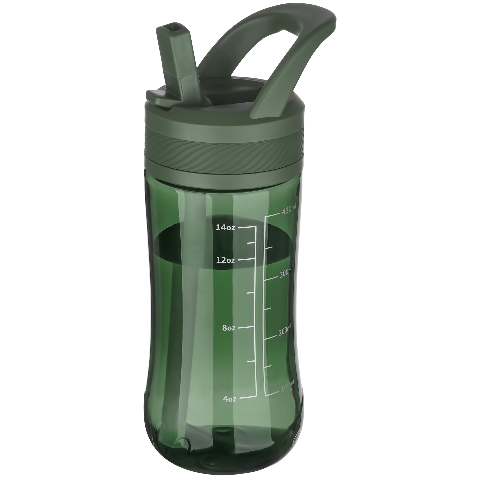 Kids Water Bottle, Dustproof Leakproof Cover, BPA Free Tritan Water Bottle Kids With Volume Markings Drinking 14oz Clear Water B