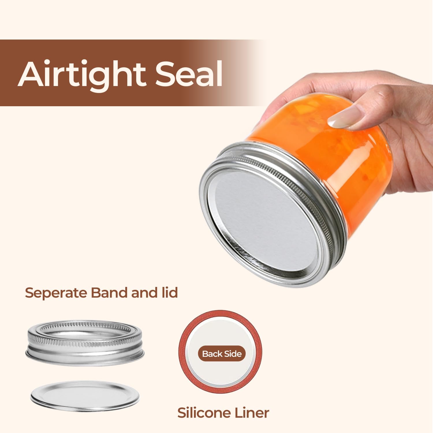 ComSaf Wide Mouth 8 oz Mason Jars with Lids, 6 Pcs Small Mason Containers, Canning Jars, 8oz Glass Jar with Lid, Canning Jars fo