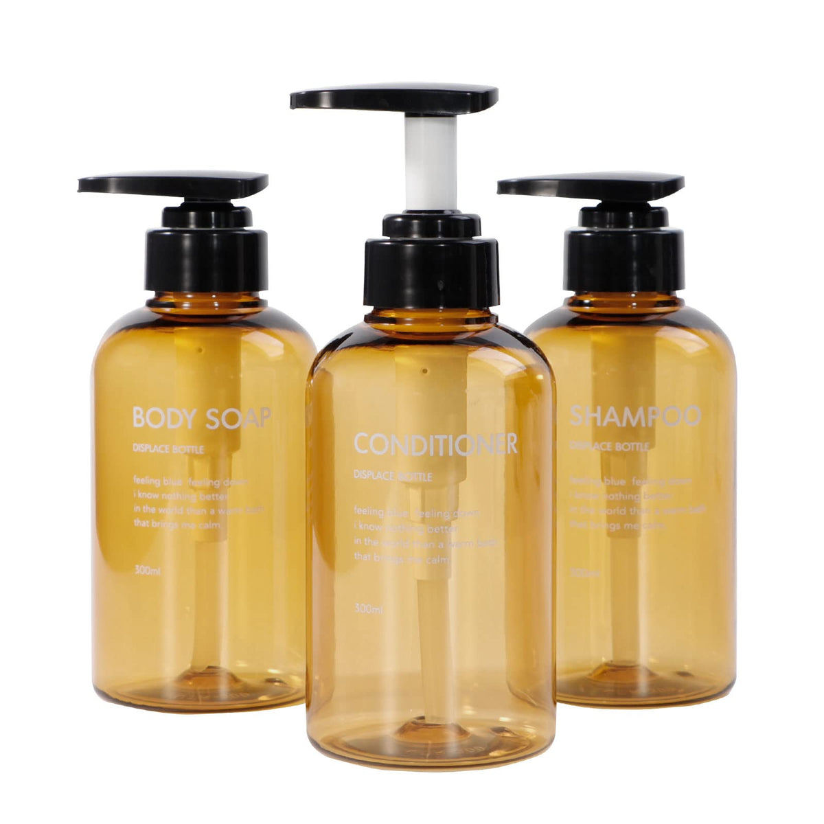 Yeeco Brown Shampoo And Conditioner Dispenser, Shampoo Dispenser 10Oz/300Ml, Shampoo And Conditioner Bottles 3 Packs, Shampoo Bo