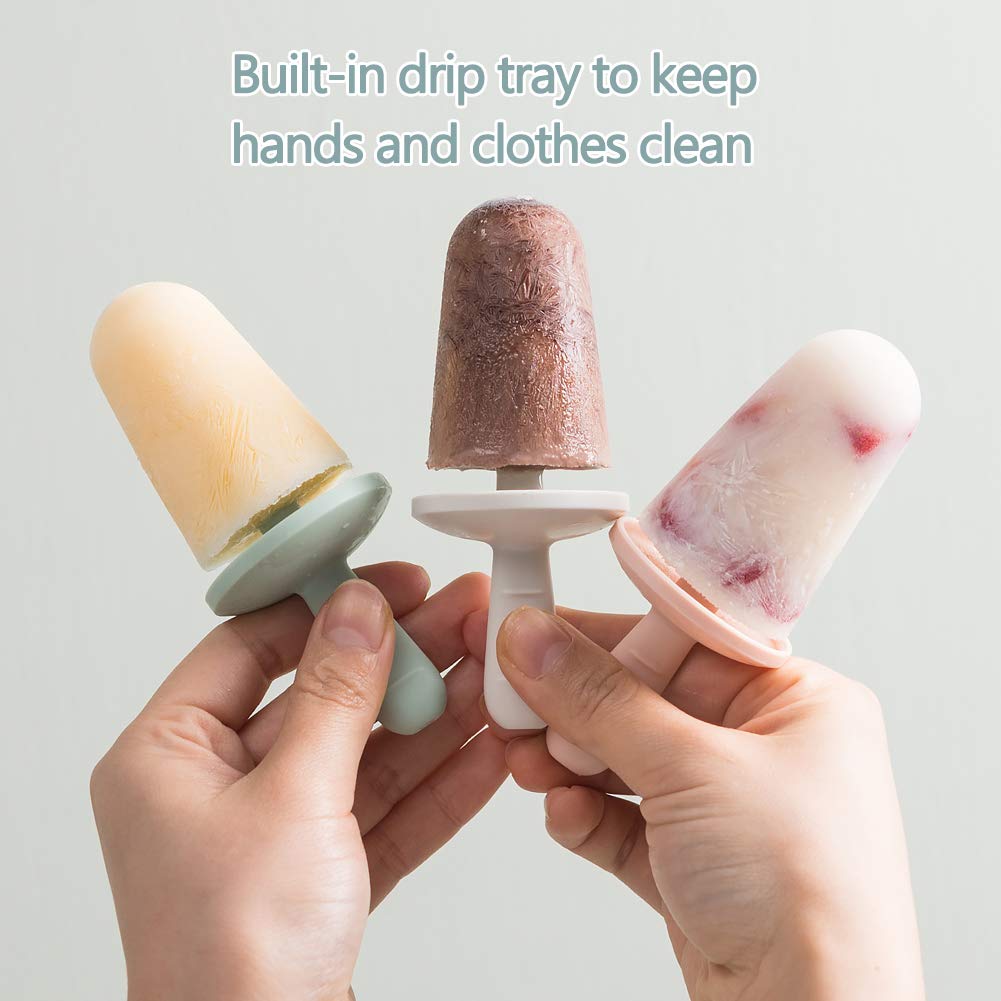 Popsicle Mold Set 4 Pieces Homemade Silicone Popsicle Maker Easy Release Ice Cream Molds Reusable Diy Pop Molds (Green)