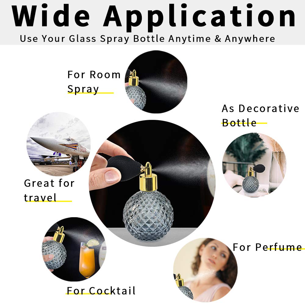 Linall Perfume Atomizer Spray Bottle 3.4Oz / 100Ml - Vintage Refillable Glass Bottle - Spbt0003 (3 Pcs)