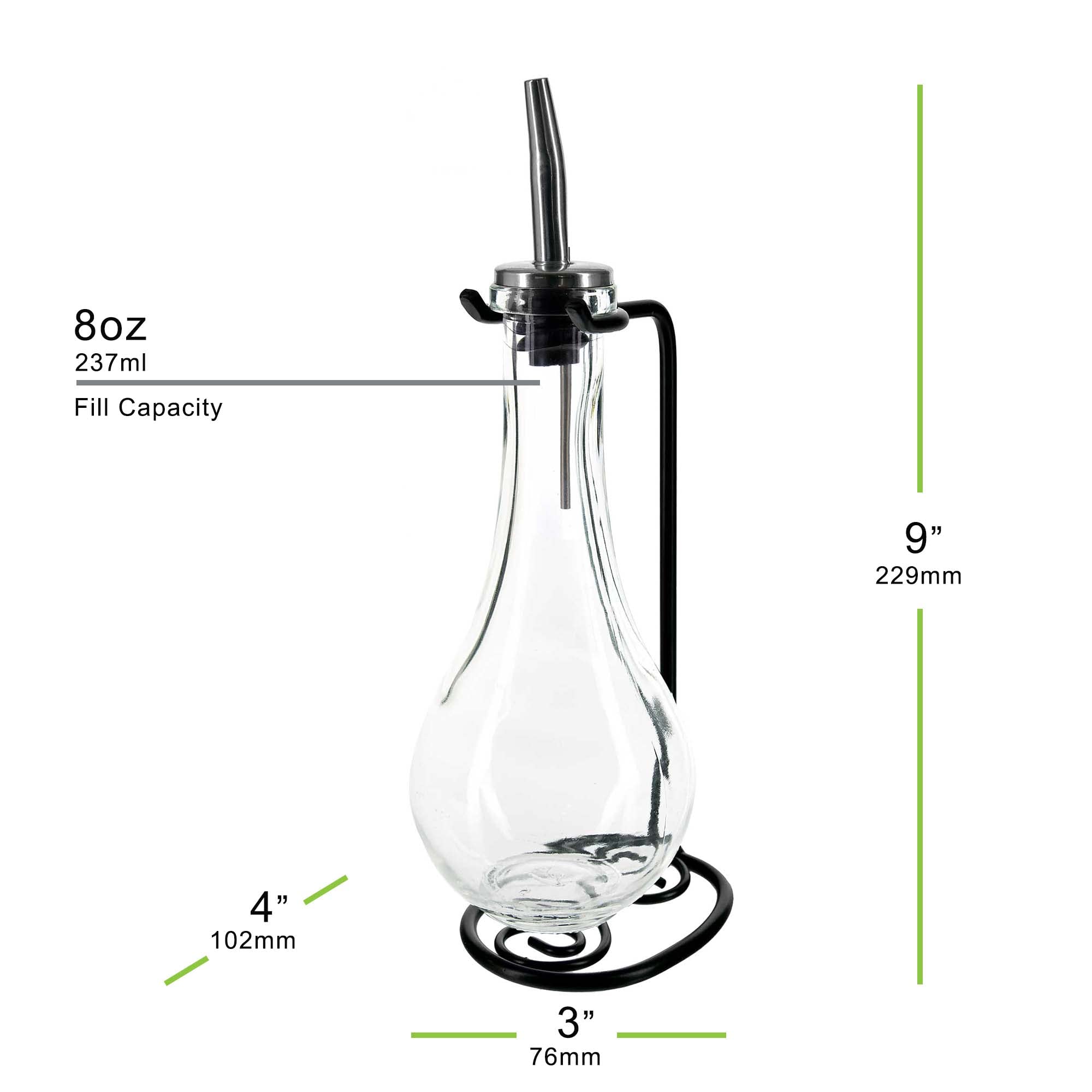 Couronne Company Drop Single Oil & Vinegar Glass Cruet Set w/Stand  8 oz  Clear  1 Piece
